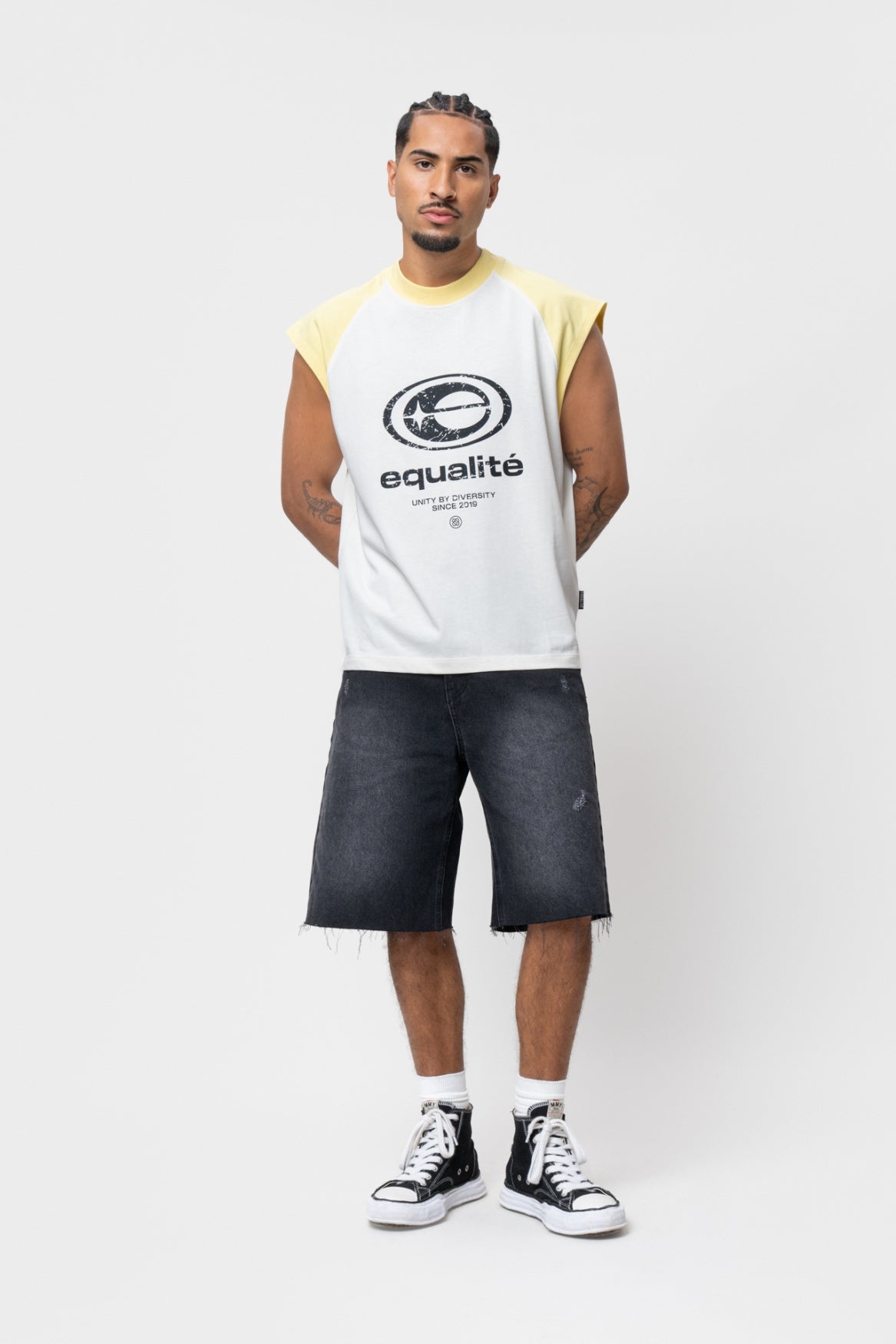 ELAN RAGLAN TANKTOP | OFF-WHITE & SOFT YELLOW
