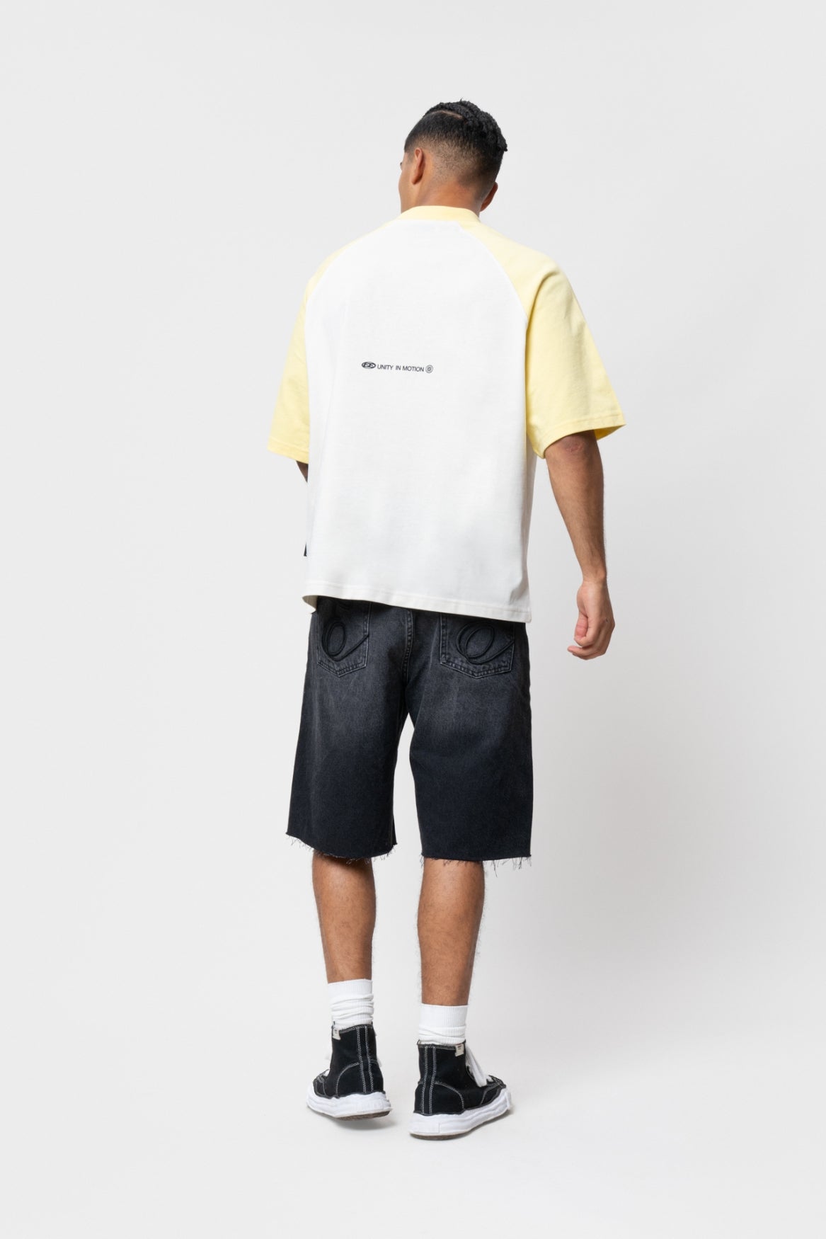 CELESTE RAGLAN BOXY TEE | MELANGE GREY & SOFT YELLOW