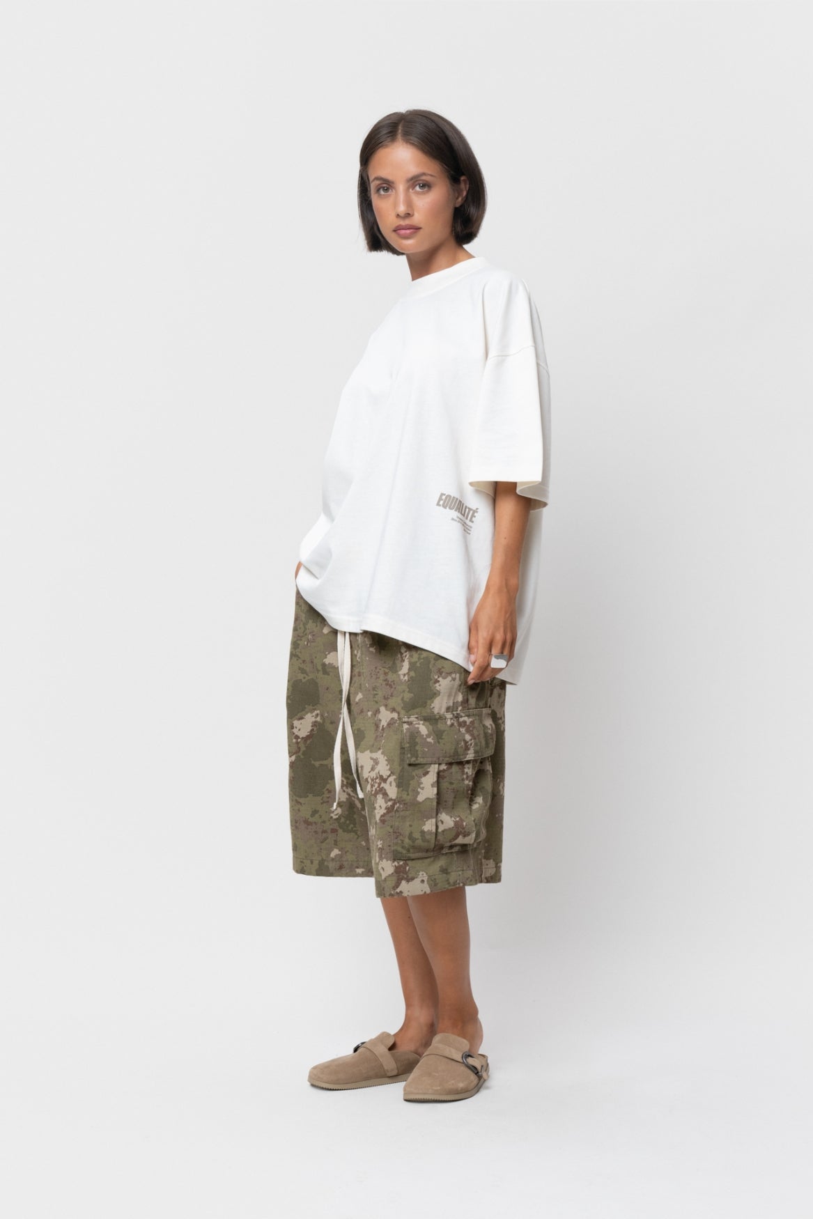 ELIA BOXY TEE | OFF-WHITE & TAUPE