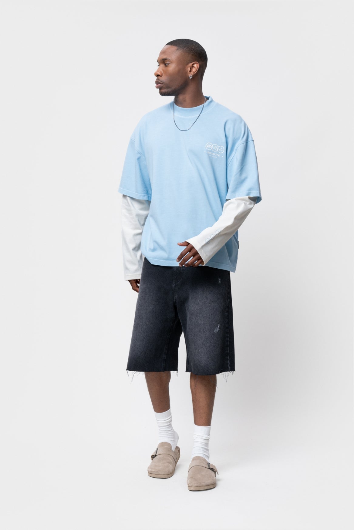 UNIVERSE DOUBLE LAYER LONGSLEEVE TEE | LIGHT BLUE
