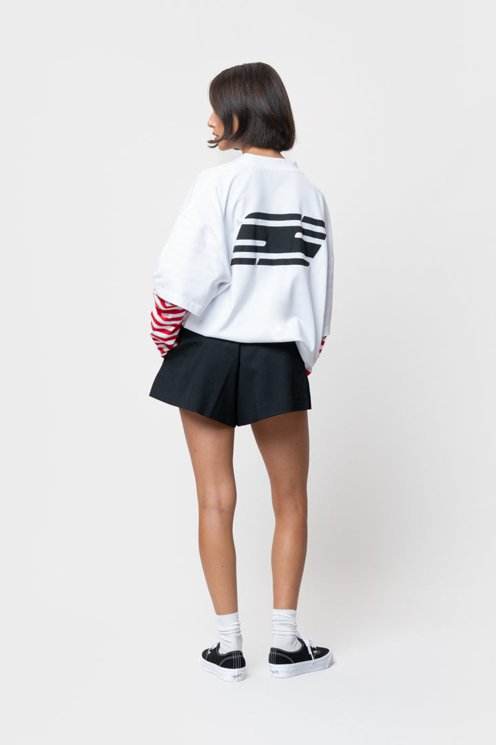 HUNTER DOUBLE LAYER LONGSLEEVE TEE | WHITE & RED STRIPE