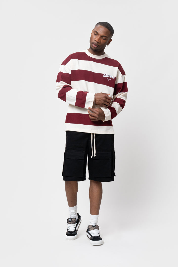 AXEL STRIPE LONGSLEEVE TEE | OFF-WHITE & BURGUNDY