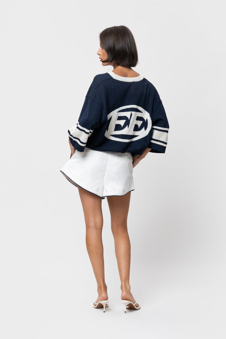 CHARLES KNIT JERSEY TEE | NAVY