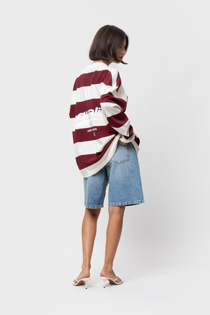 AXEL STRIPE LONGSLEEVE TEE | OFF-WHITE & BURGUNDY