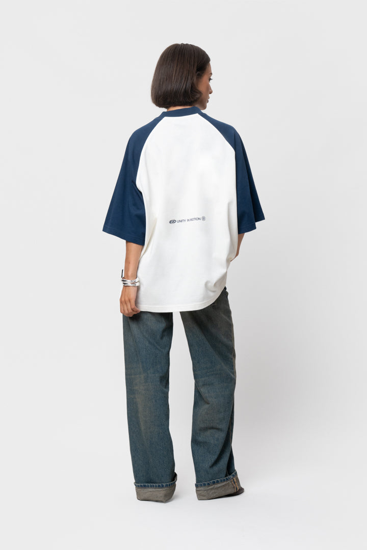 AXEL RAGLAN BOXY TEE | OFF-WHITE & NAVY