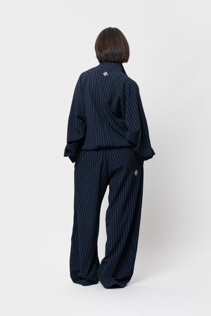 LUCIEN TRACK JACKET | NAVY PIN STRIPE
