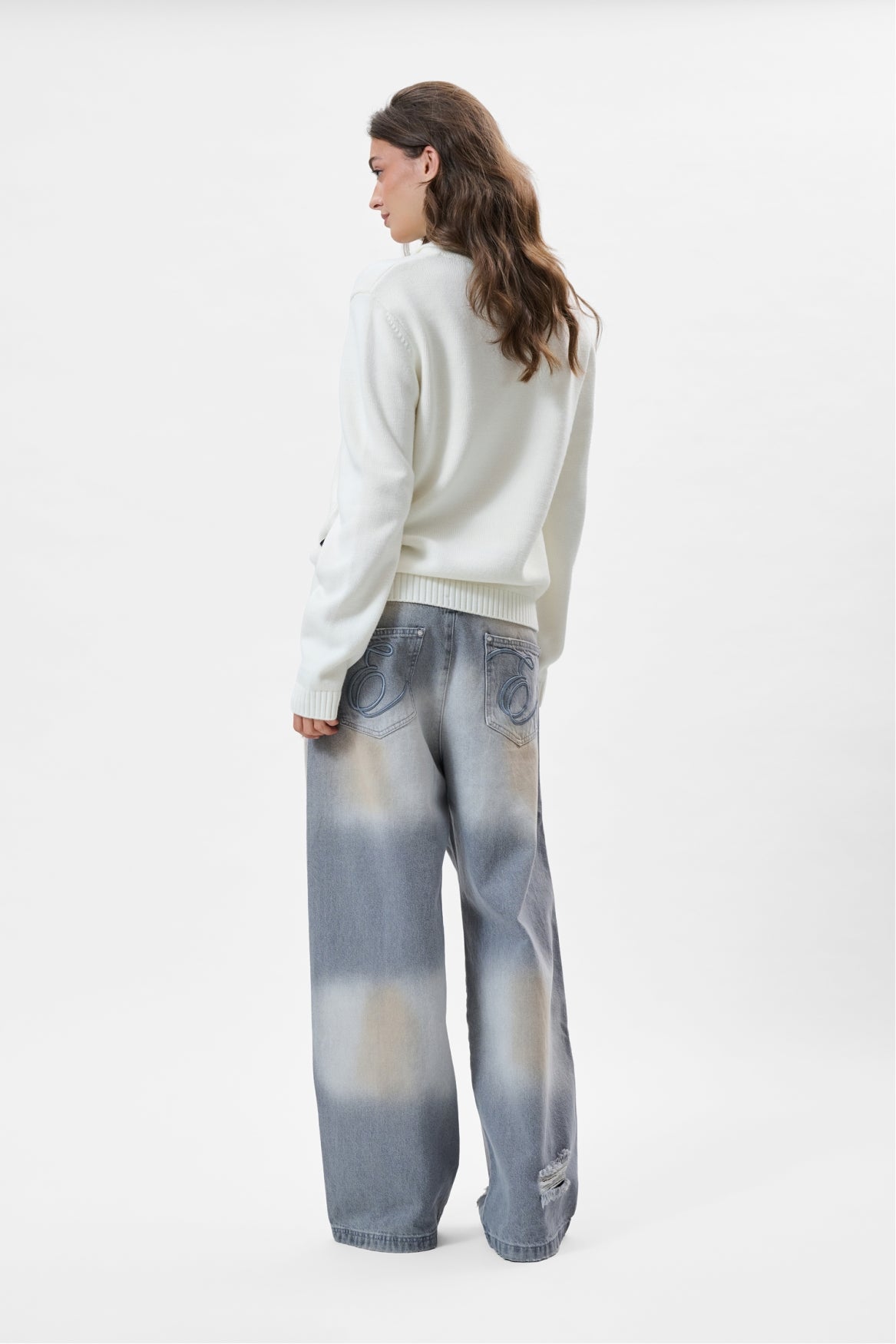 LEMI BAGGY JEANS | BLUE WHITE DIRTY WASH