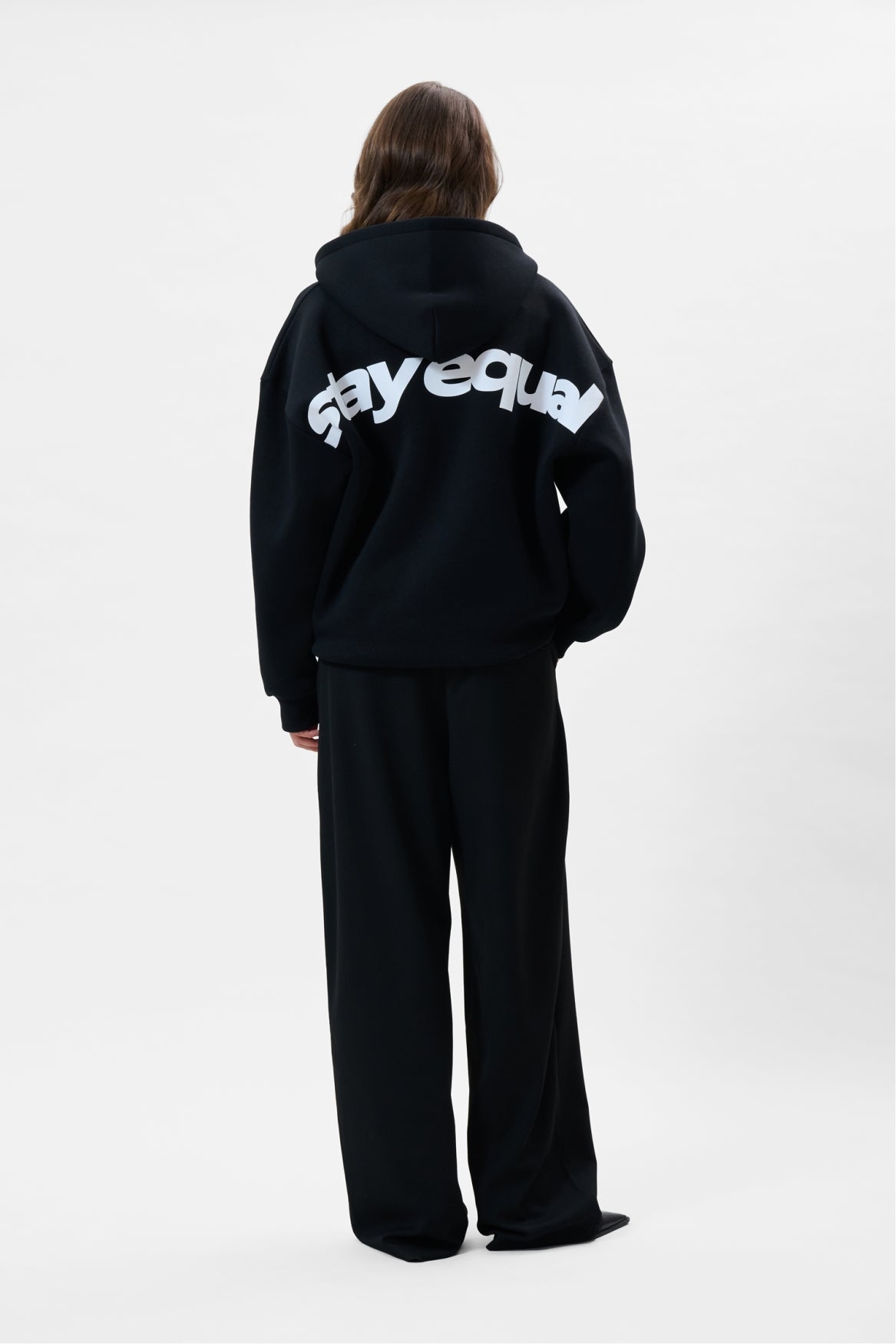STAY EQUAL OVERSIZED FULL ZIP HOODIE | BLACK