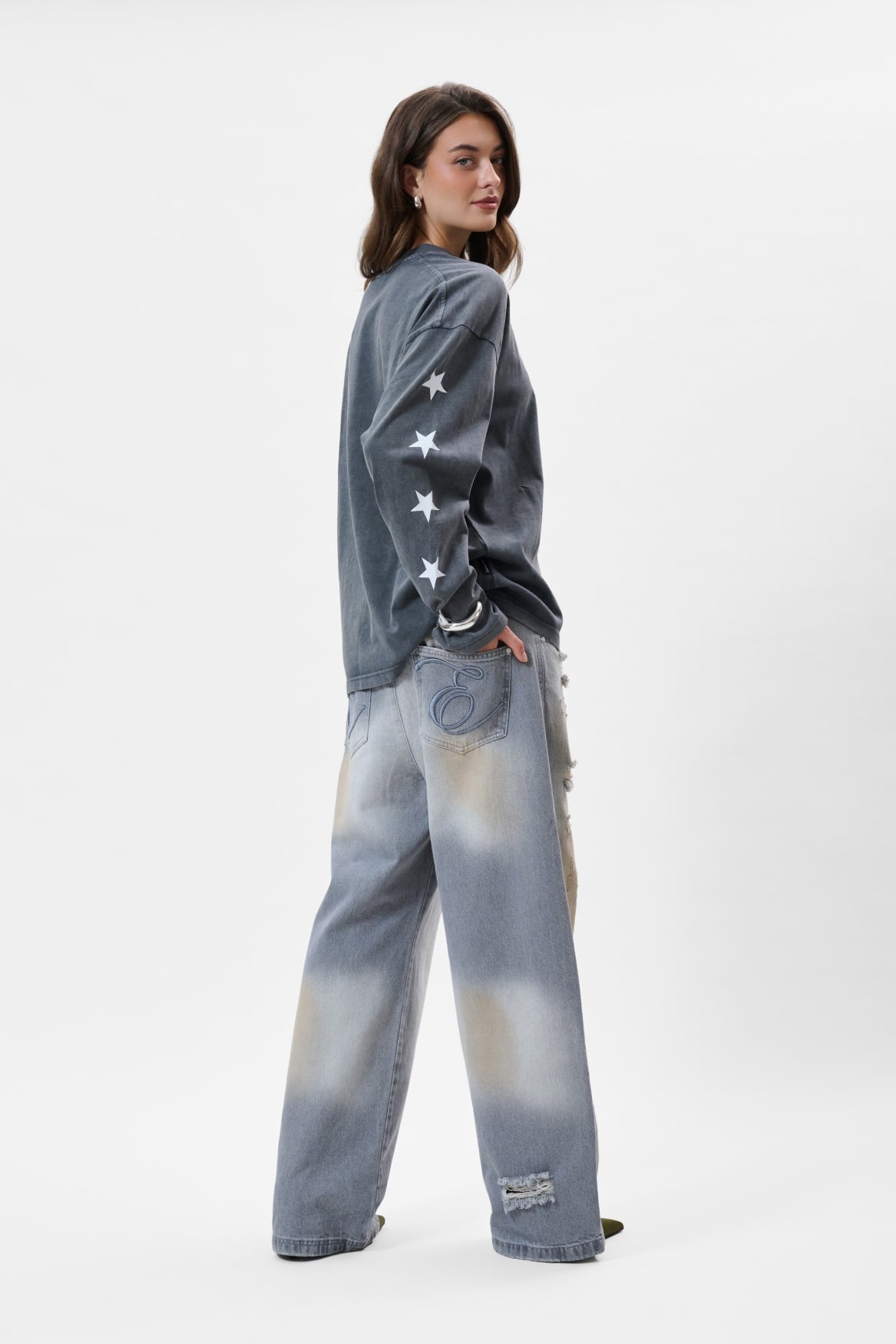 HORSE OVERSIZED LONGSLEEVE TEE | WASHED GREY