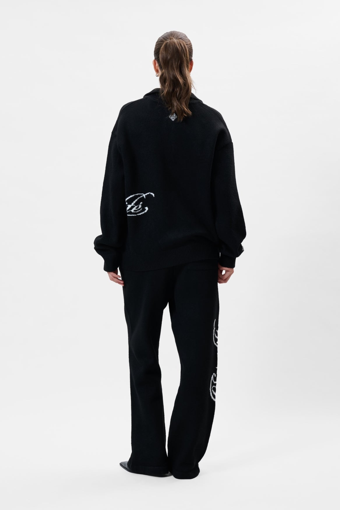 FLUFFY KNIT QUARTER ZIP POLO | BLACK