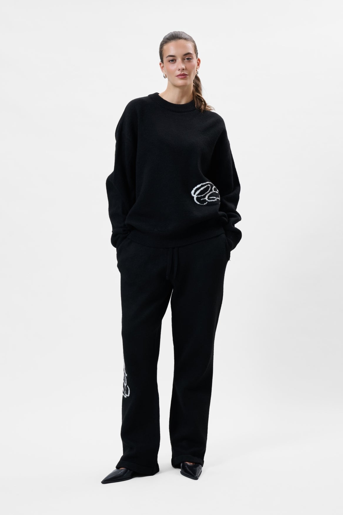 FLUFFY KNIT PANTS | BLACK