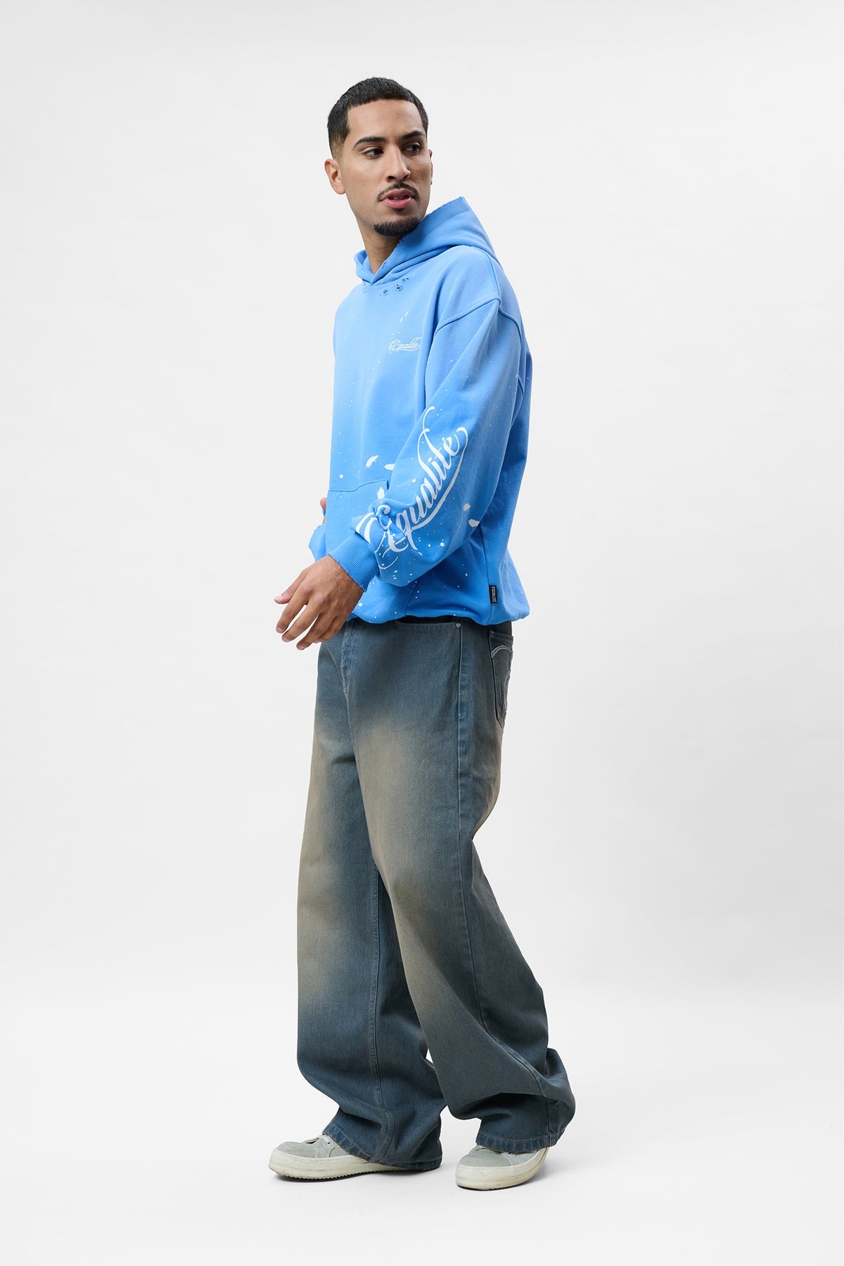 SIGNATURE PAINT OVERSIZED HOODIE | BLUE