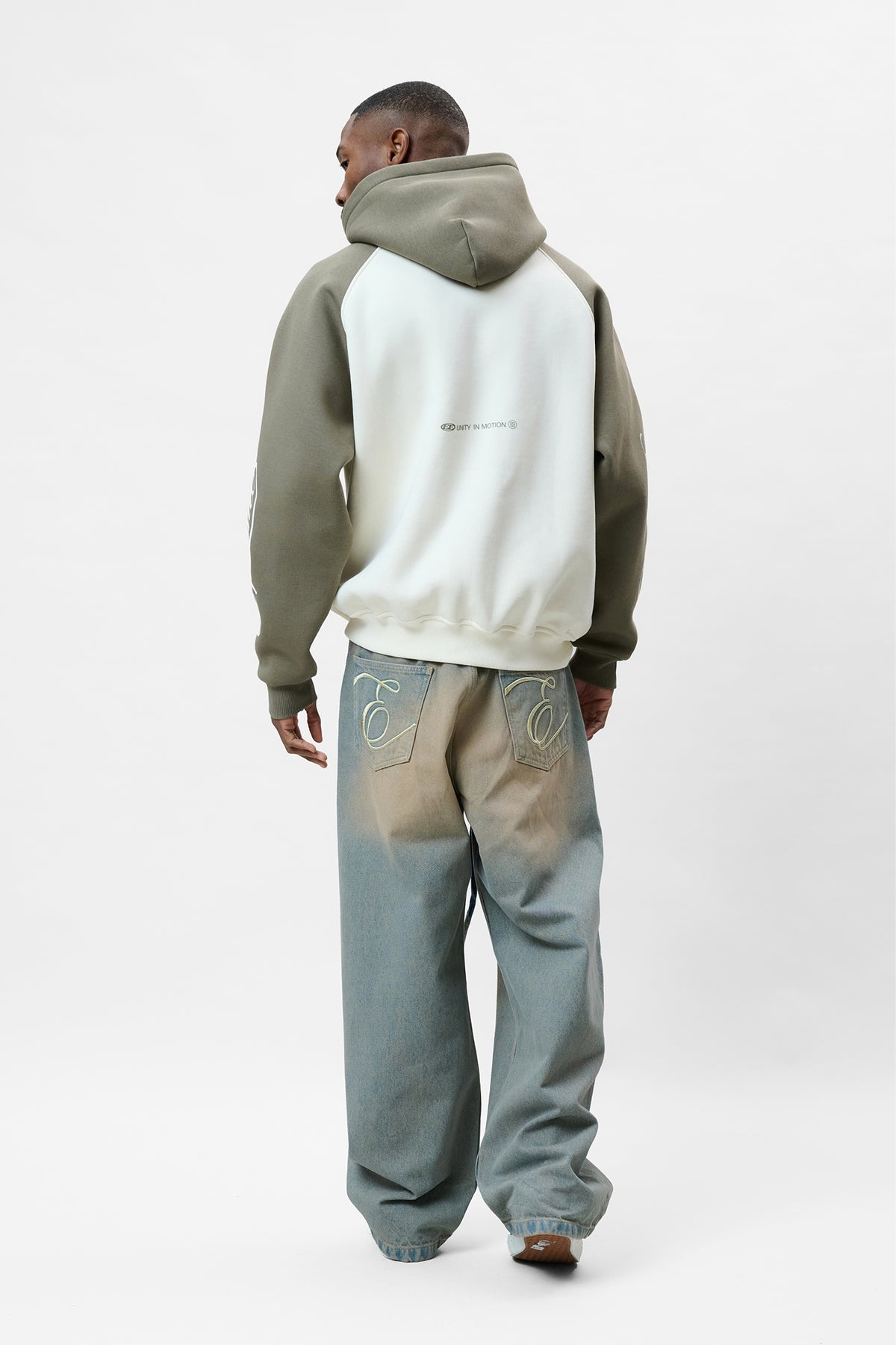 JETT RAGLAN OVERSIZED HOODIE | OFF-WHITE & GREEN