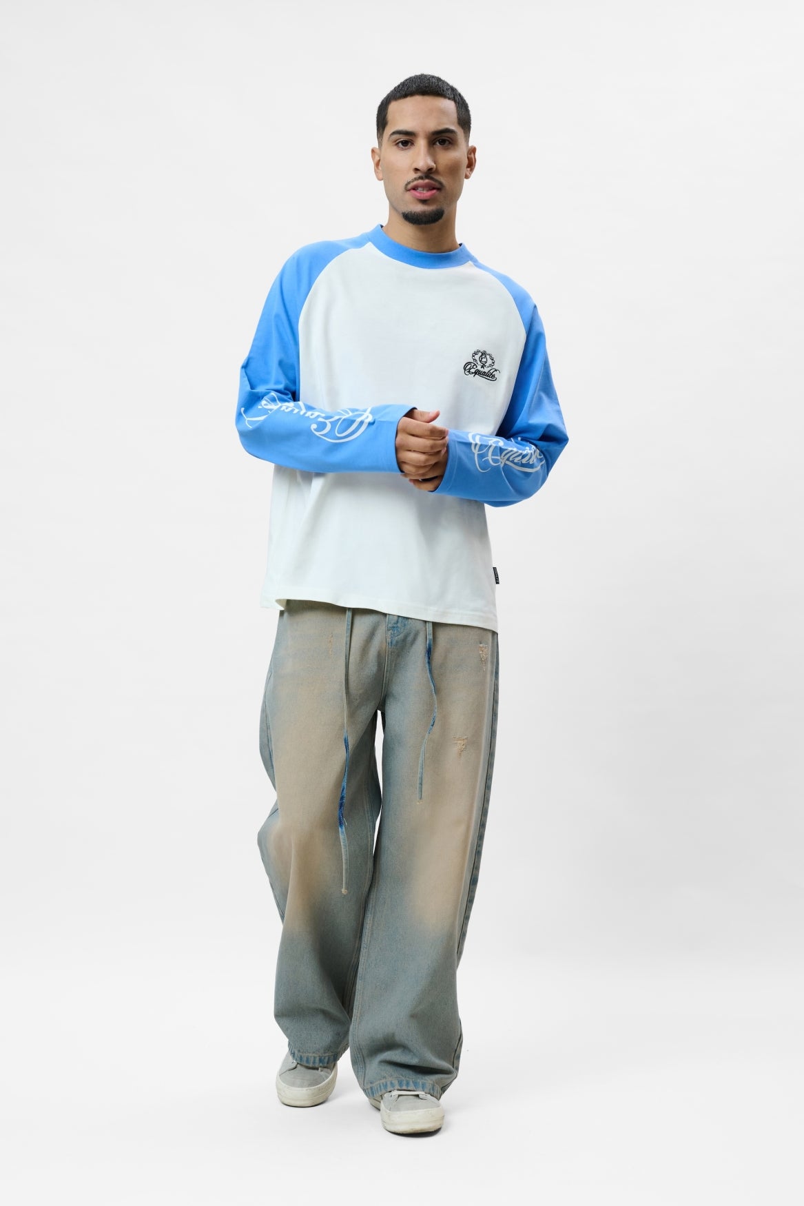 JETT RAGLAN LONGSLEEVE TEE | OFF-WHITE & CORN BLUE