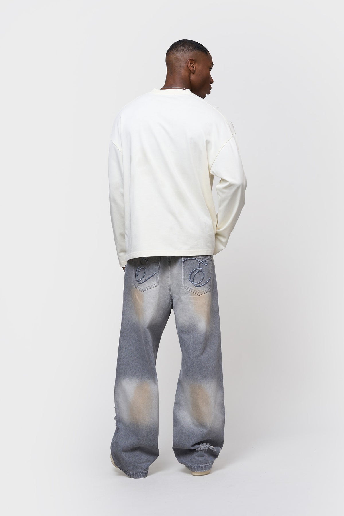 LEMI BAGGY JEANS | BLUE WHITE DIRTY WASH