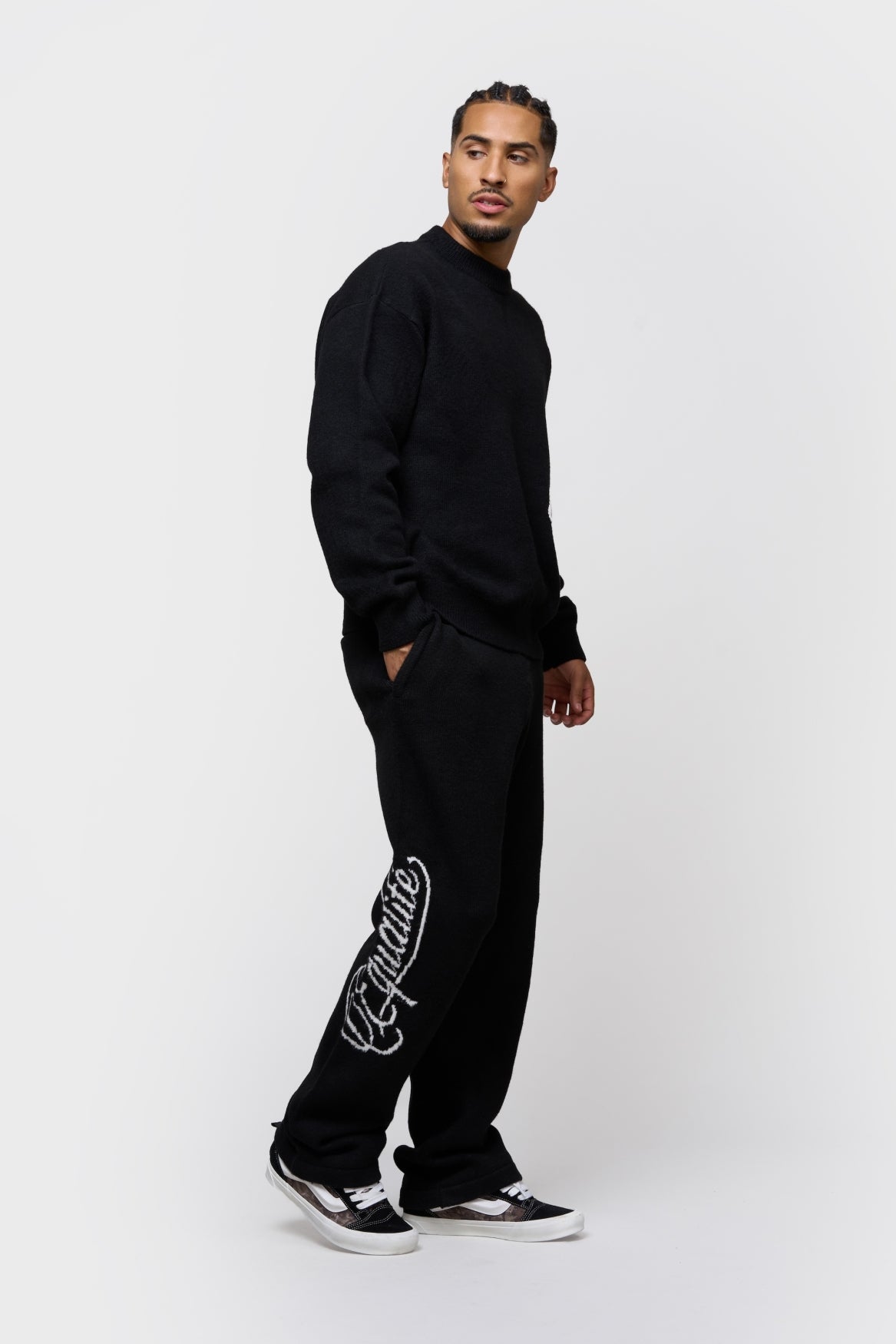 FLUFFY KNIT PANTS | BLACK