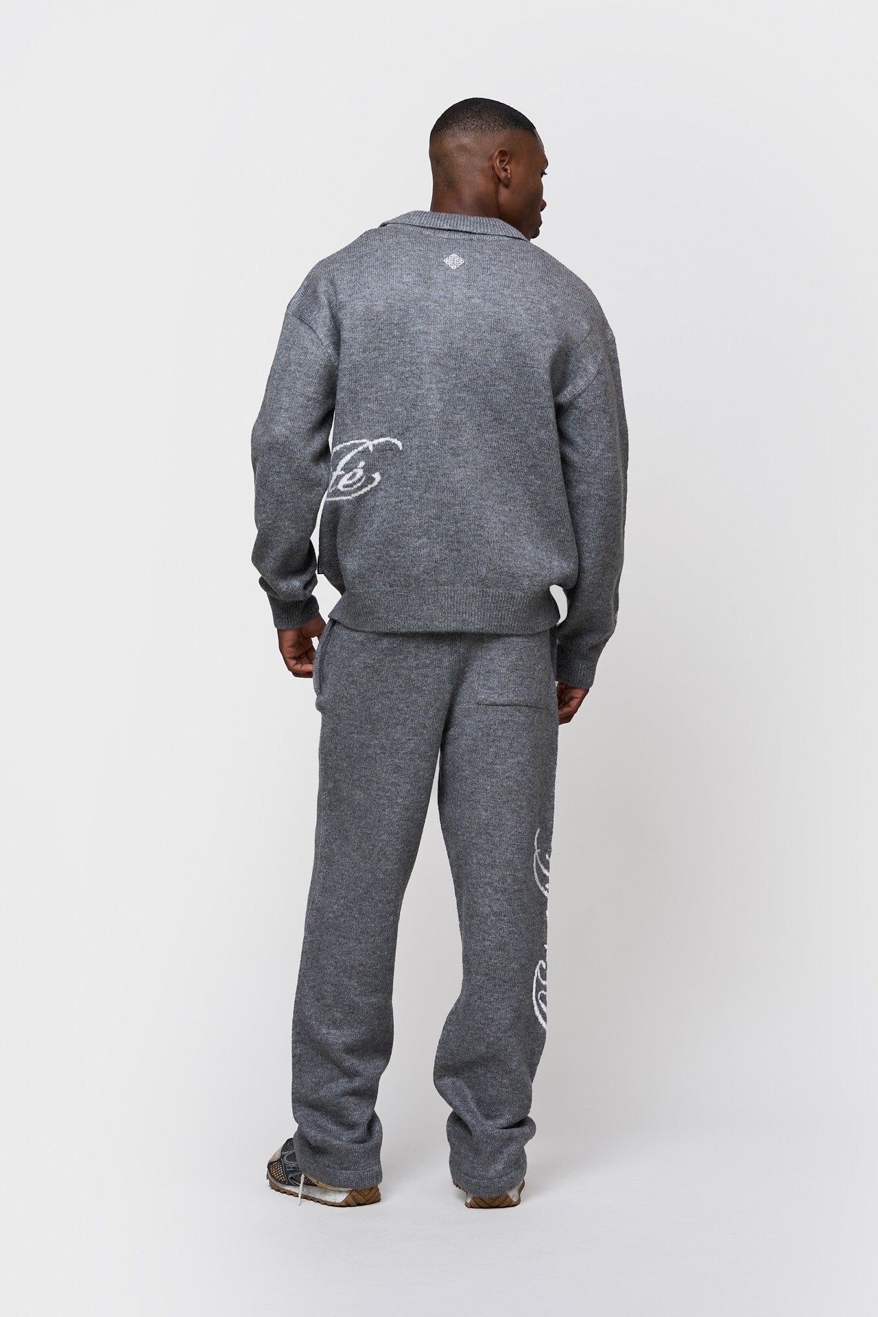 FLUFFY KNIT QUARTER ZIP POLO | GREY