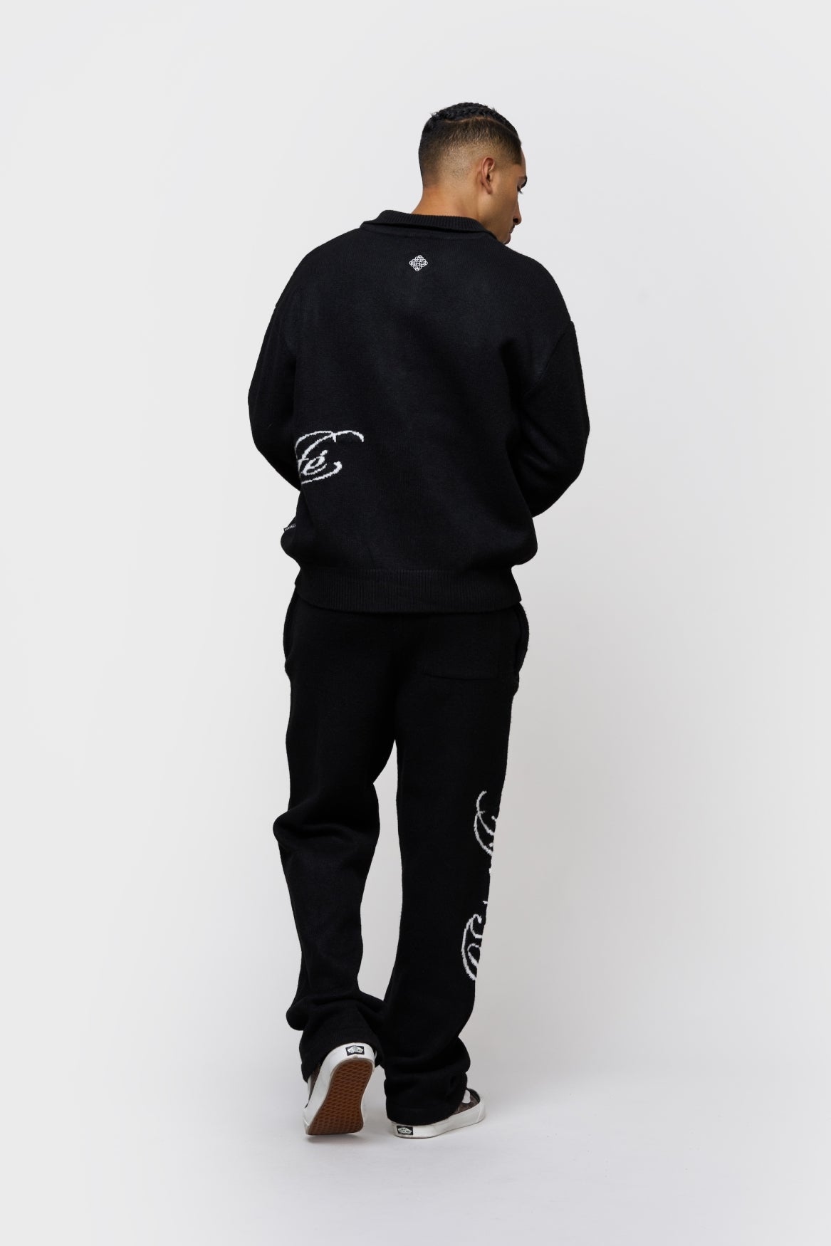 FLUFFY KNIT QUARTER ZIP POLO | BLACK