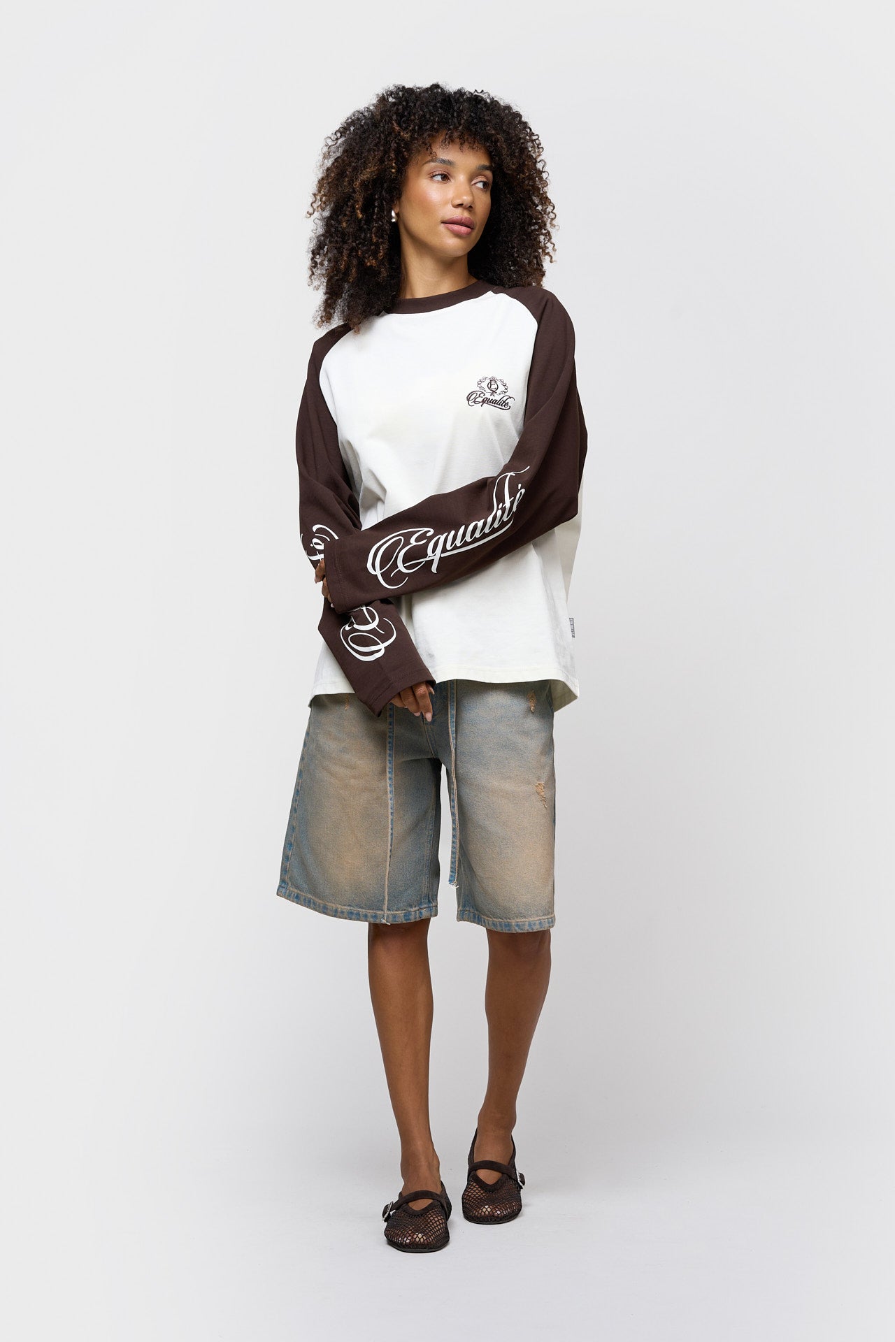 JETT RAGLAN LONGSLEEVE TEE | BROWN & OFF-WHITE