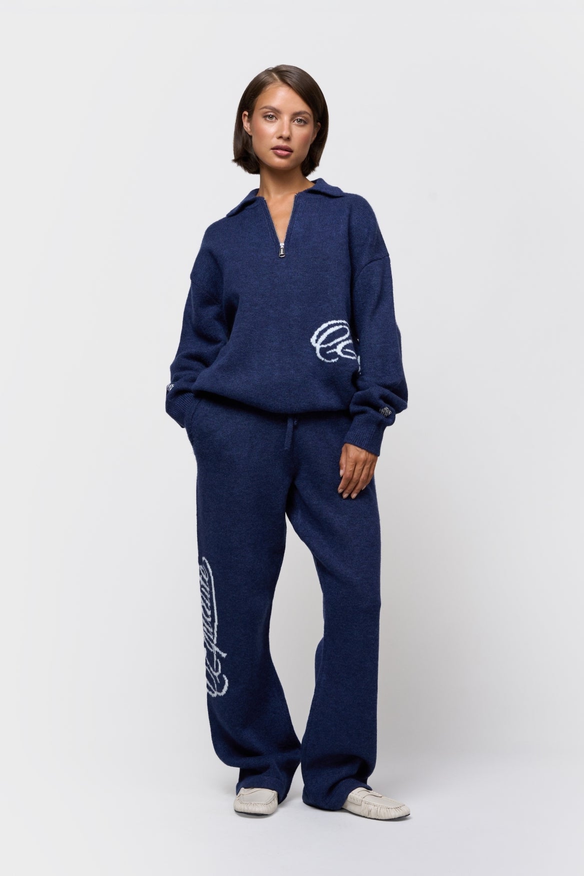 FLUFFY KNIT QUARTER ZIP POLO | NAVY