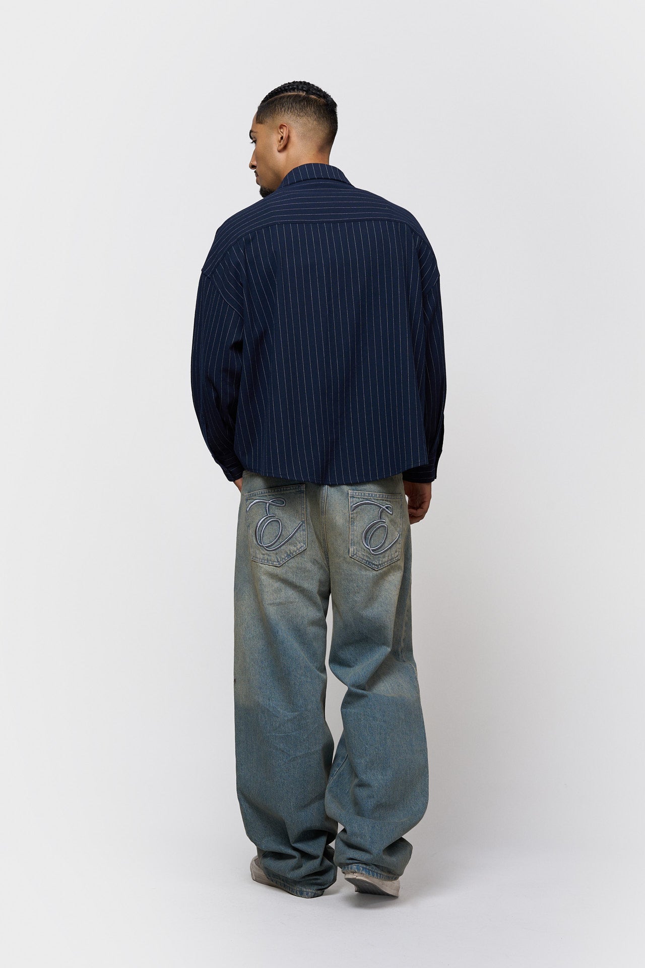 PINSTRIPE OVERSIZED SHIRT | DARK NAVY