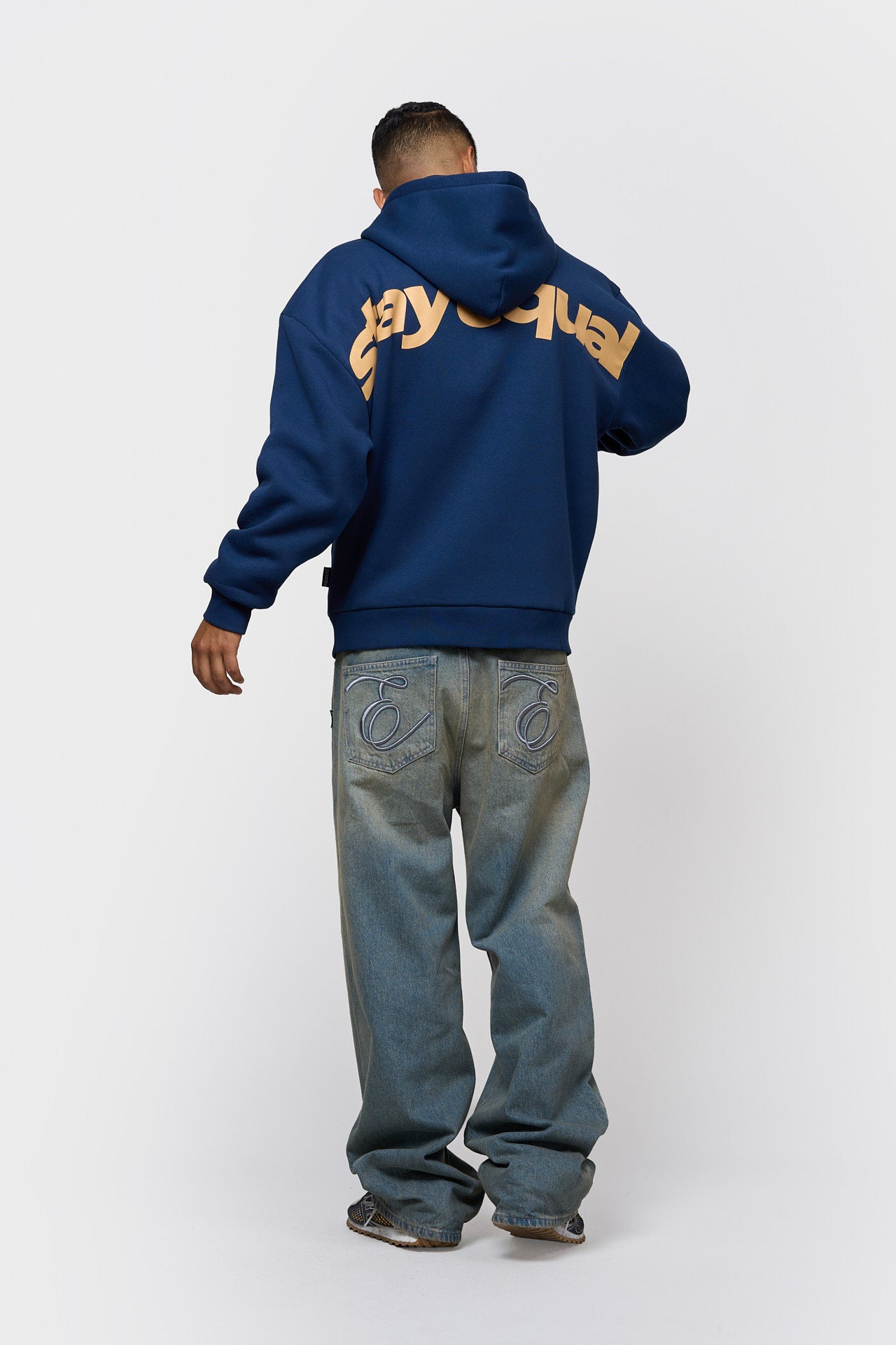 STAY EQUAL OVERSIZED FULL ZIP HOODIE | NAVY