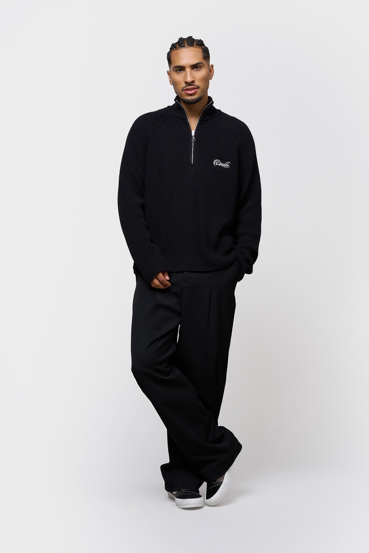 FUNNEL KNIT SWEATER | BLACK