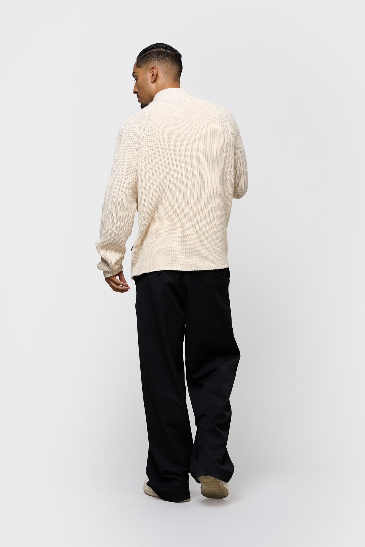 FUNNEL KNIT SWEATER | OFF-WHITE