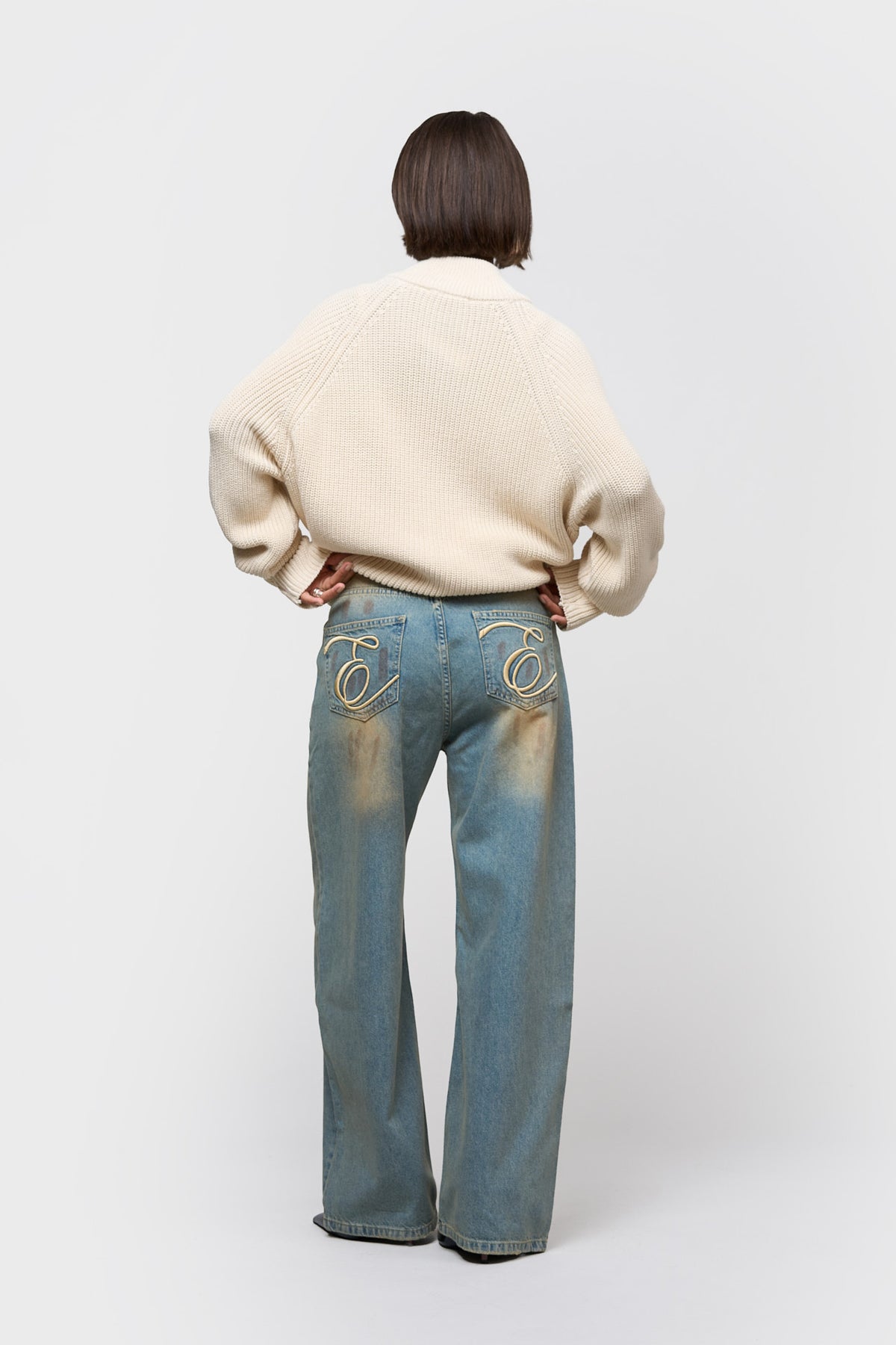 FUNNEL KNIT SWEATER | OFF-WHITE