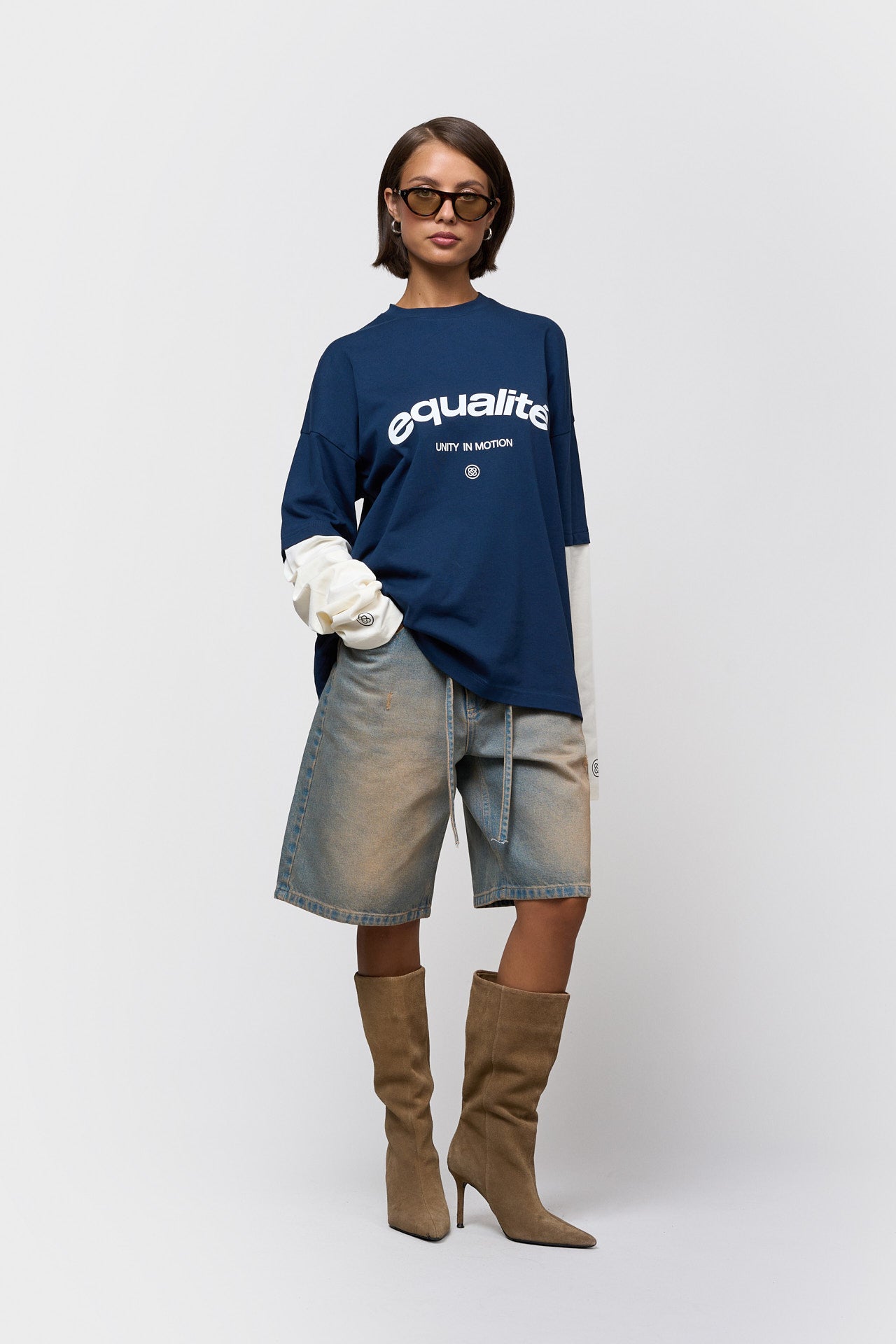 CELESTE DOUBLE LAYER LONGSLEEVE TEE | NAVY