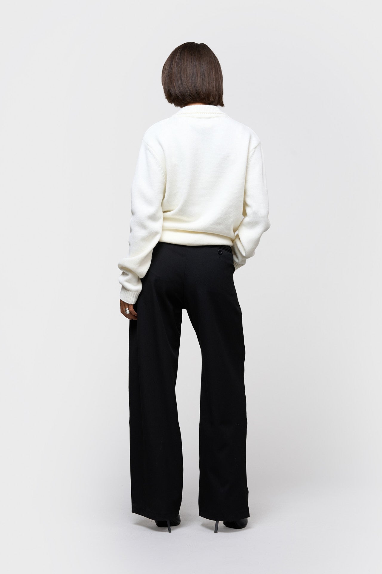 KNIT POLO QUARTER ZIP SWEATER | OFF-WHITE