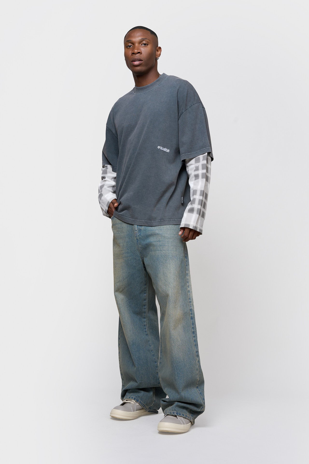 BENNI DOUBLE LAYER LONGSLEEVE TEE | WASHED GREY