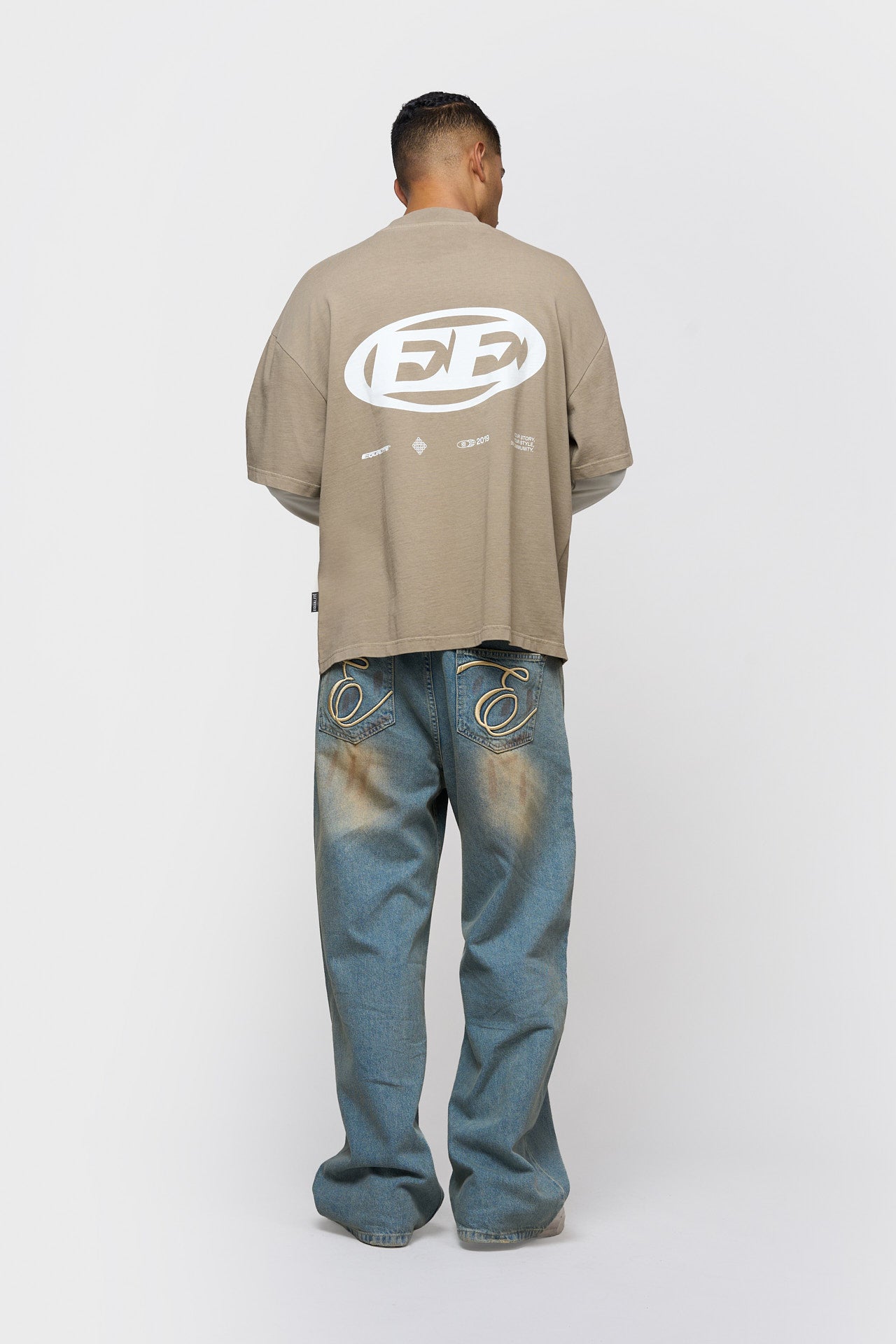 ENZO DOUBLE LAYER LONGSLEEVE TEE | WASHED TAUPE & OFF-WHITE