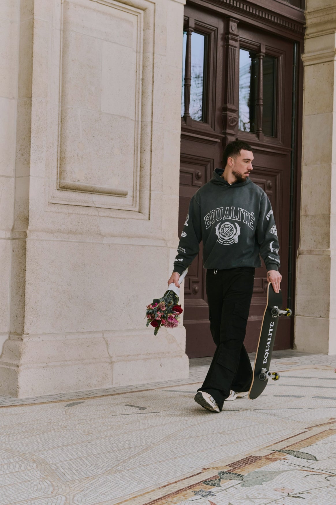 COLLEGE OVERSIZED HOODIE | BLACK WASHED