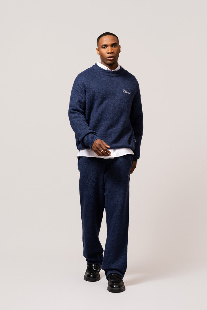 FLUFFY KNIT PANTS | NAVY