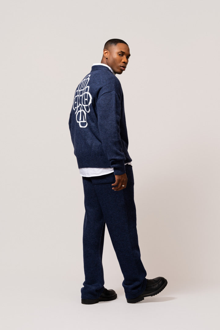 FLUFFY KNIT PANTS | NAVY