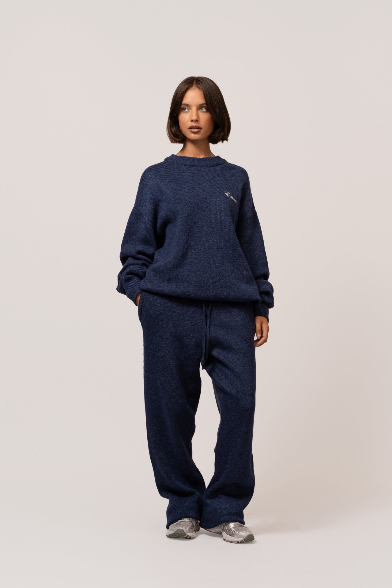 FLUFFY KNIT PANTS | NAVY