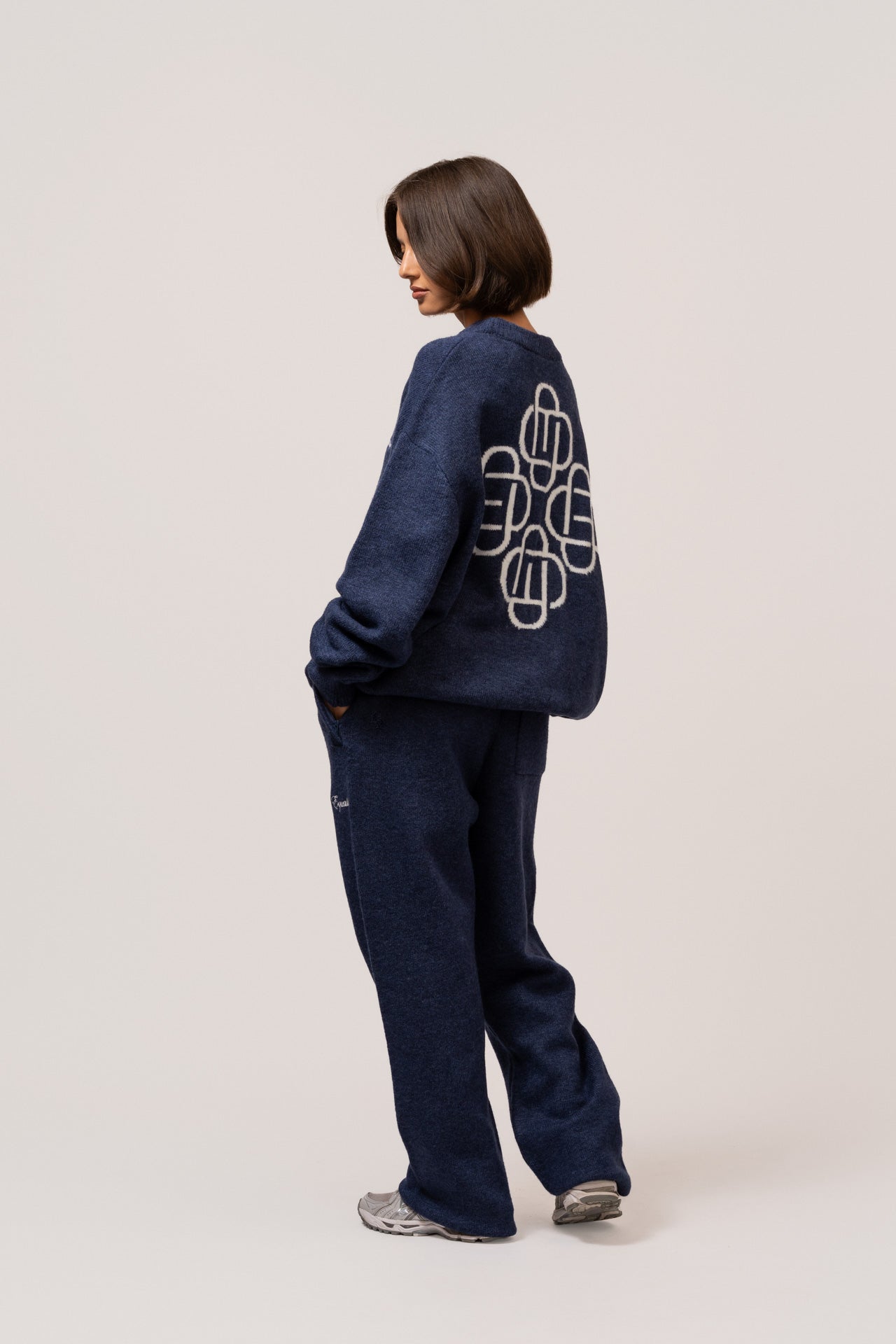 FLUFFY KNIT PANTS | NAVY