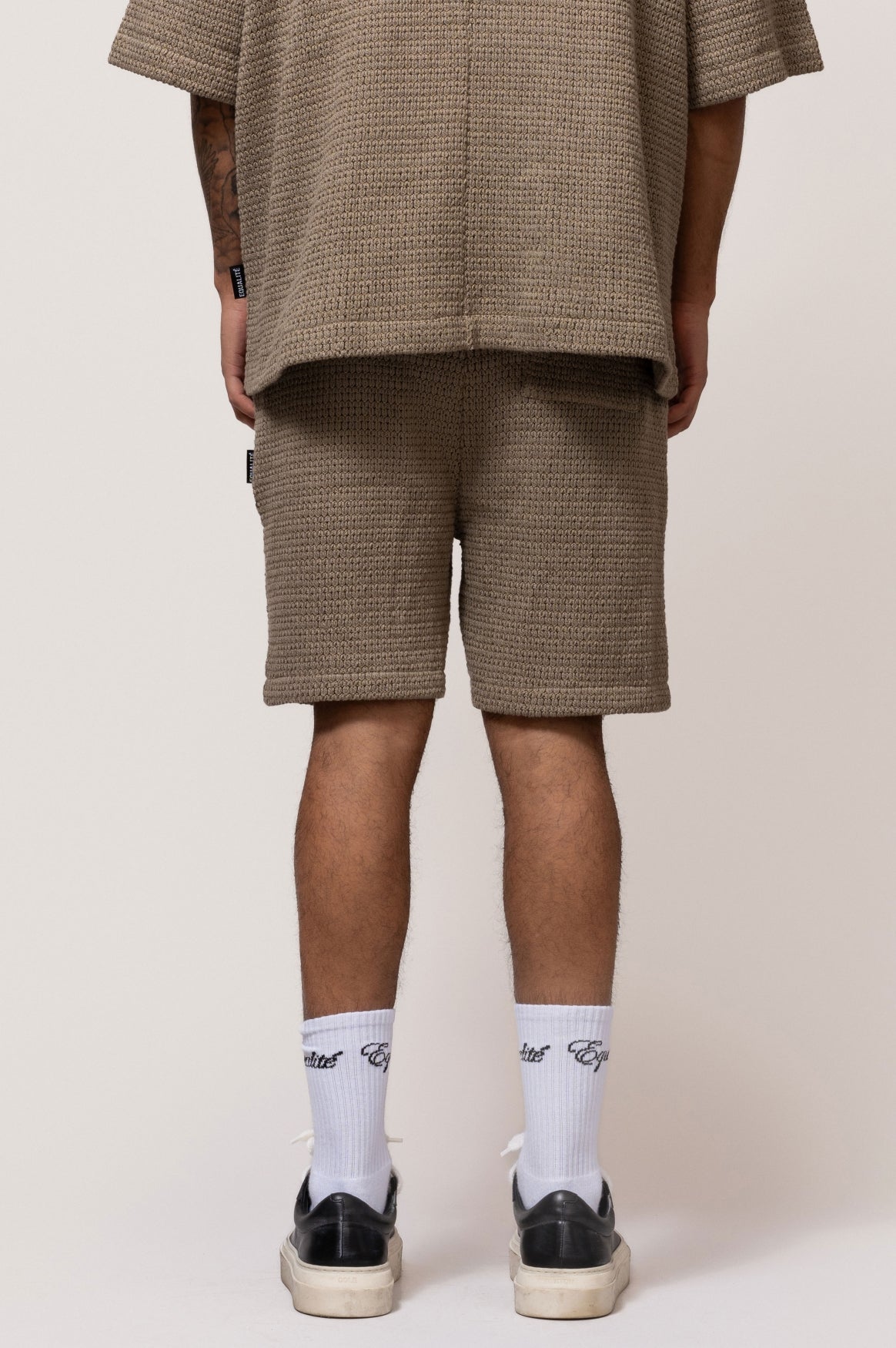 LYRA KNITTED CROCHED SHORTS | TAUPE