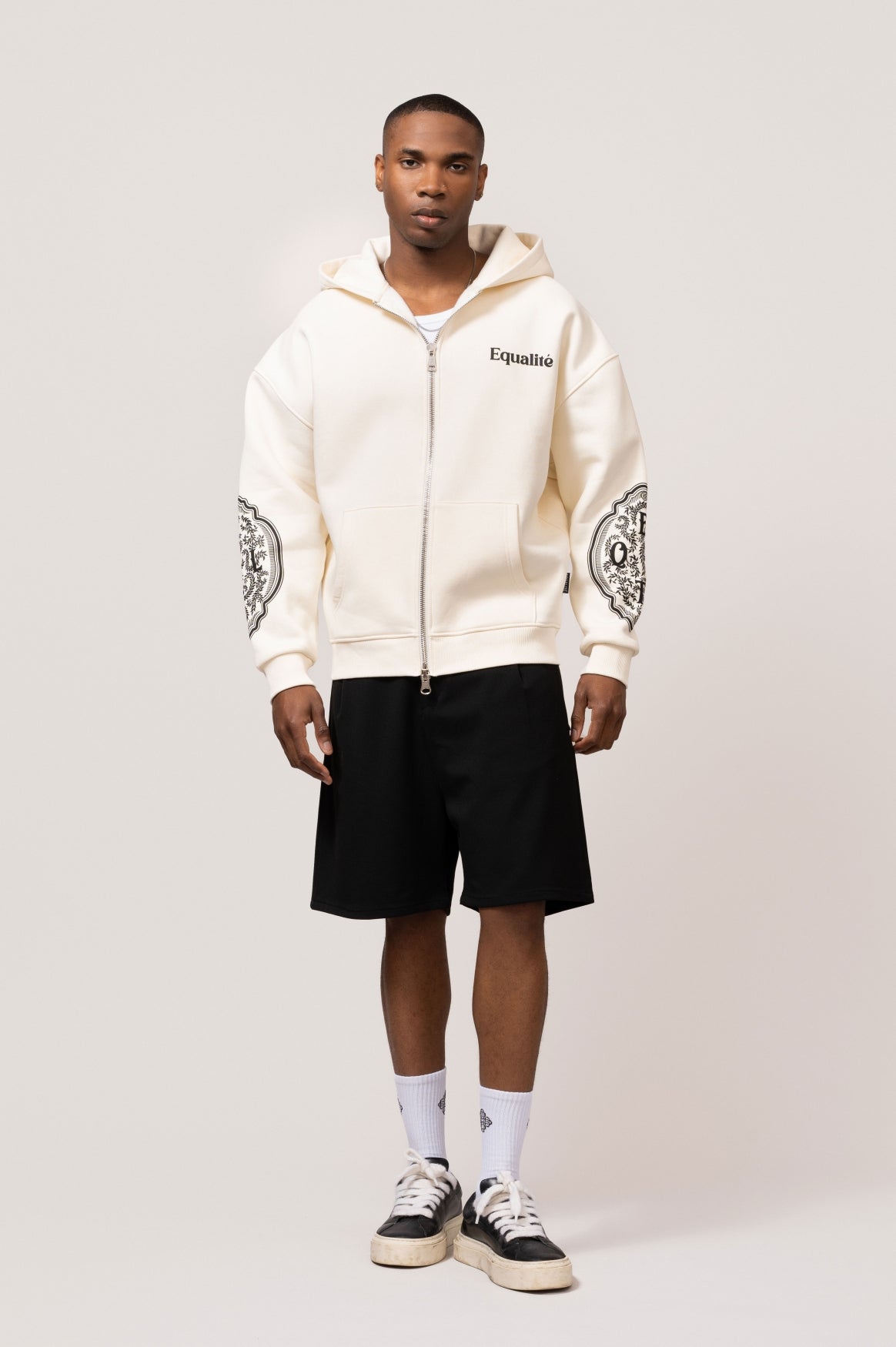 Mae Painting Oversized Full Zip Hoodie | Off-white
