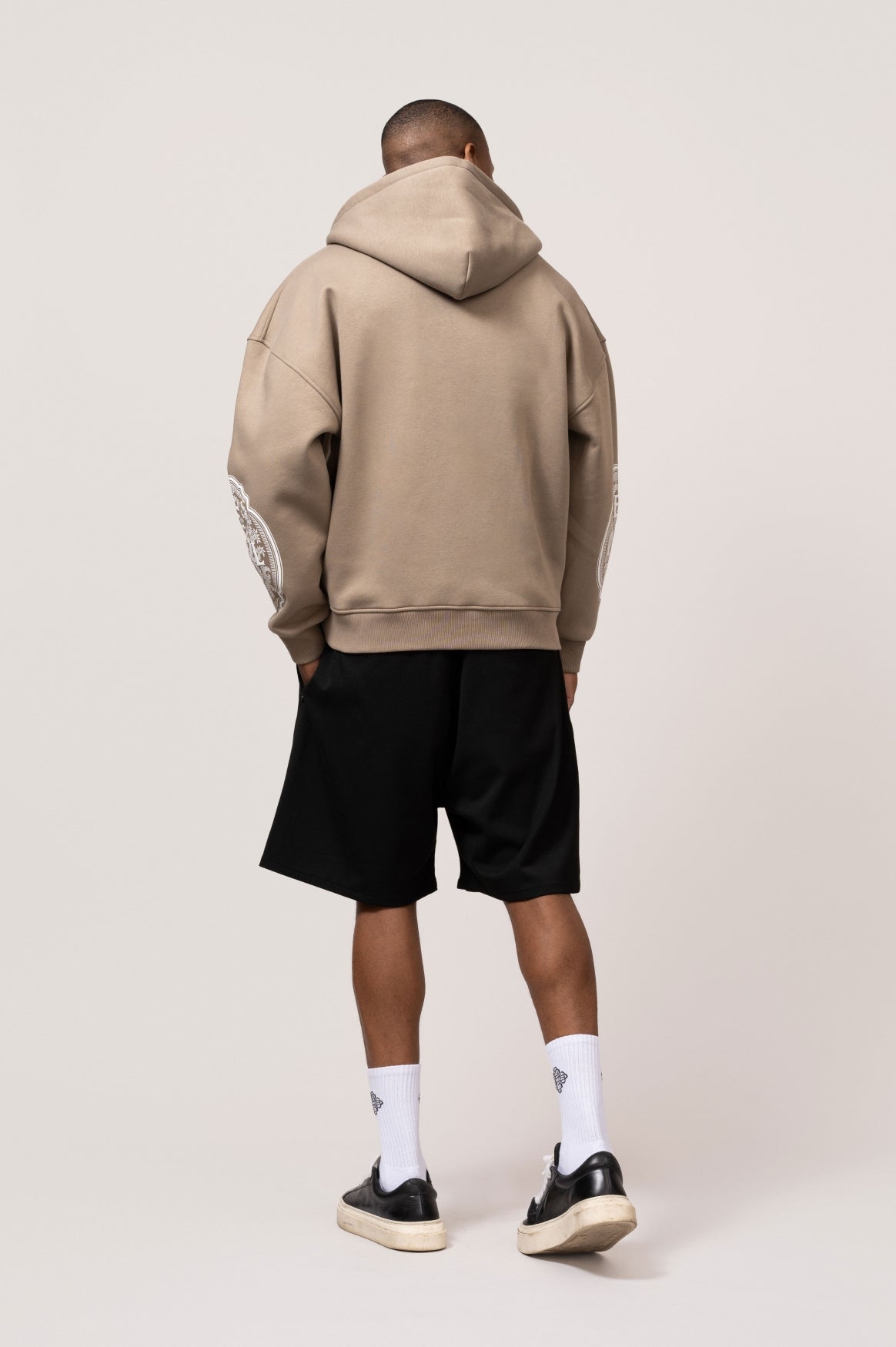 MAE PAINTING OVERSIZED FULL ZIP HOODIE | TAUPE