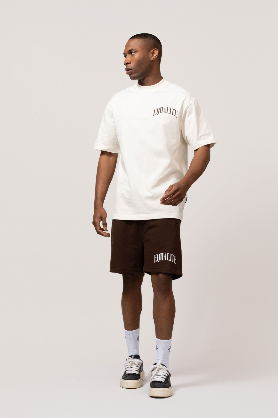 Oliver Oversized Tee | Off-White & Brown