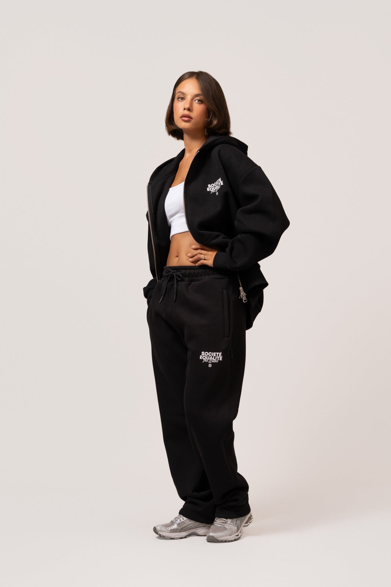 Societe Oversized Full Zip Hoodie | Black