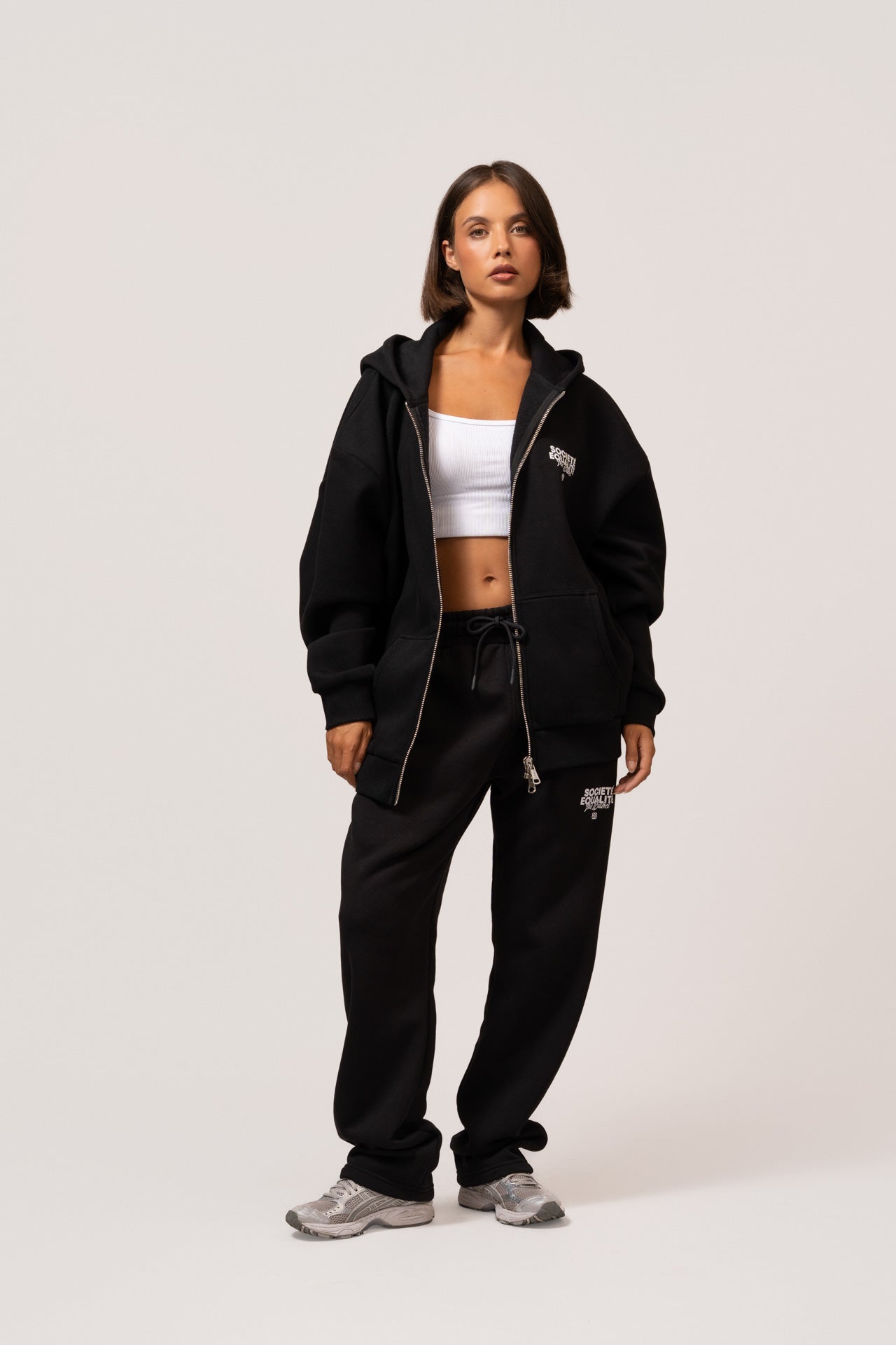 Societe Oversized Full Zip Hoodie | Black