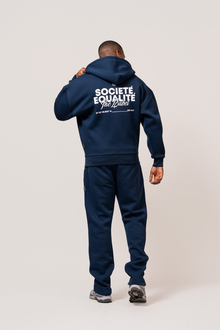 SOCIETE OVERSIZED FULL ZIP HOODIE | NAVY