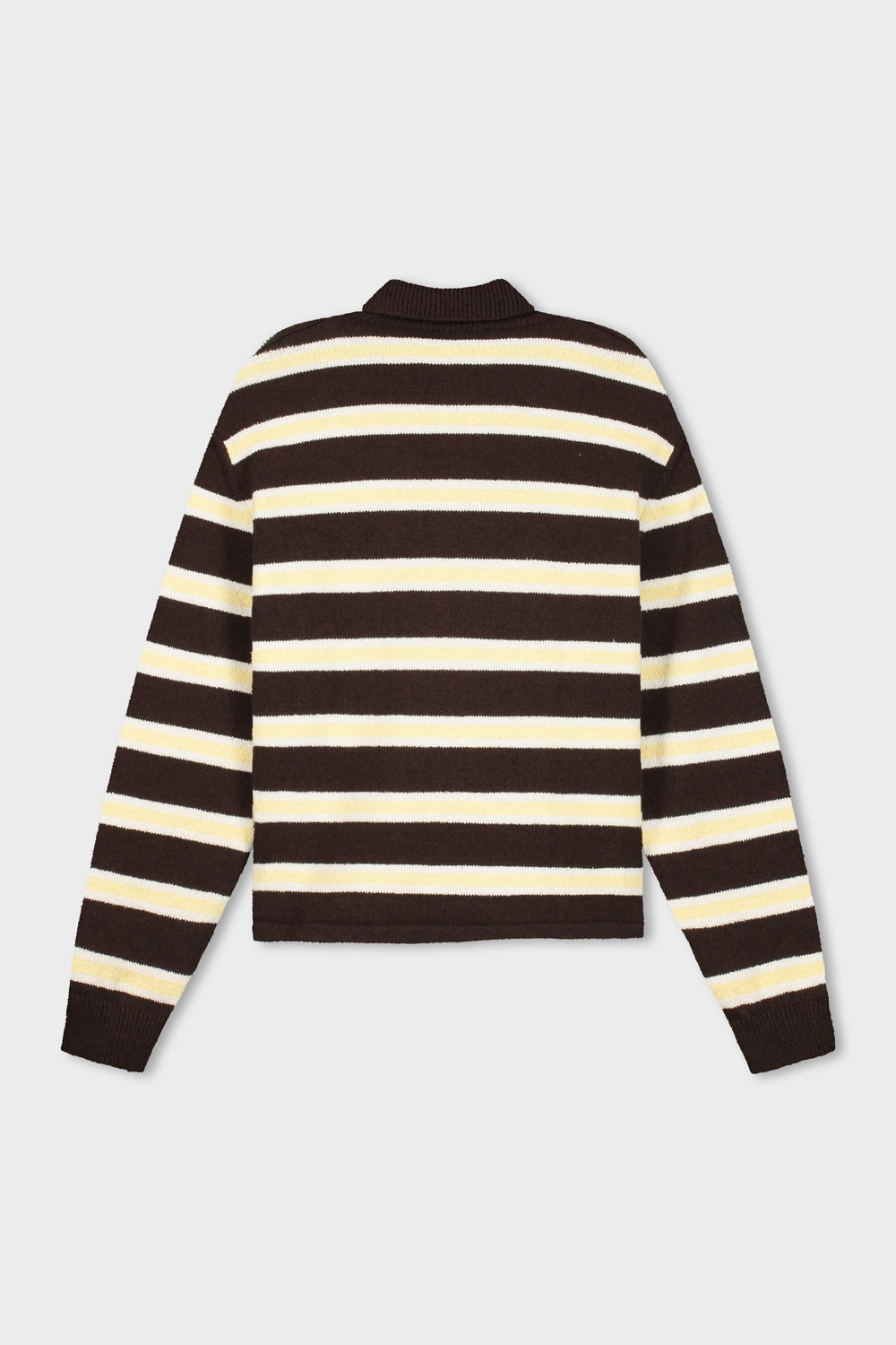 FINN KNIT POLO | STRIPED BROWN/YELLOW/WHITE