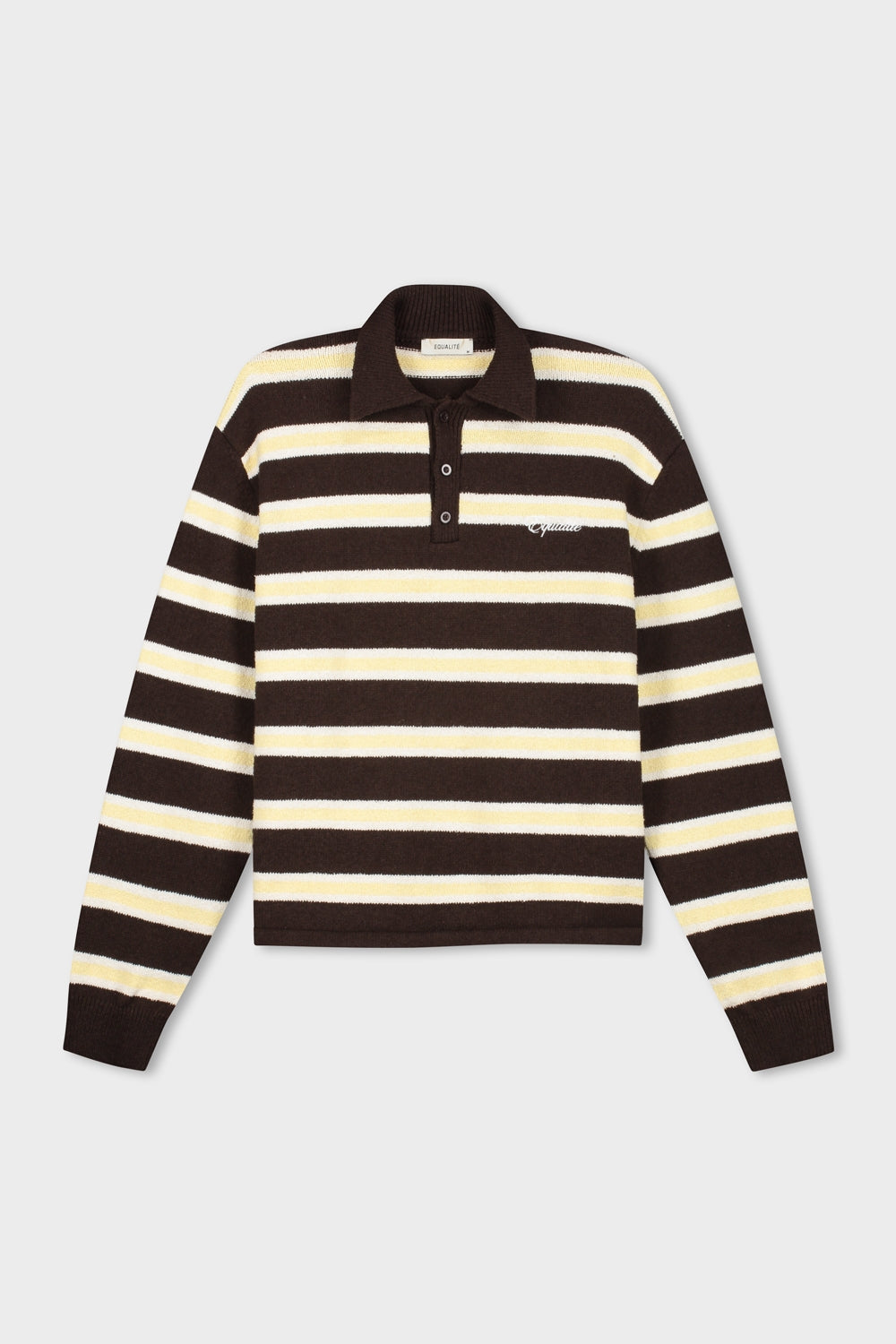 FINN KNIT POLO | STRIPED BROWN/YELLOW/WHITE