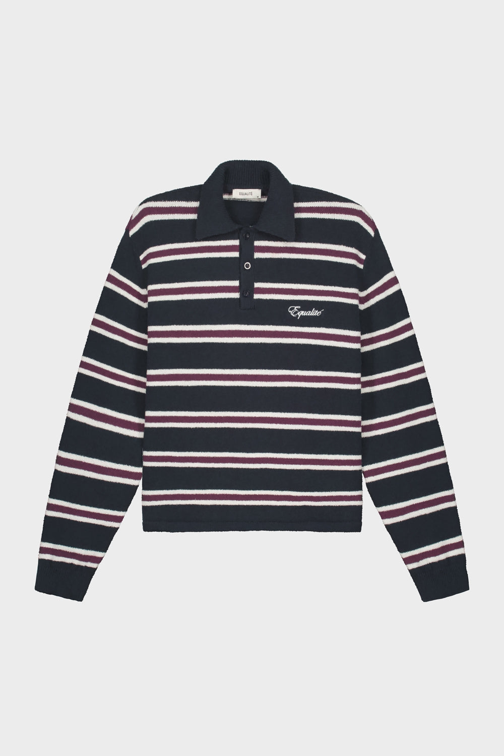 FINN KNIT POLO | Striped Navy/Aubergine/White