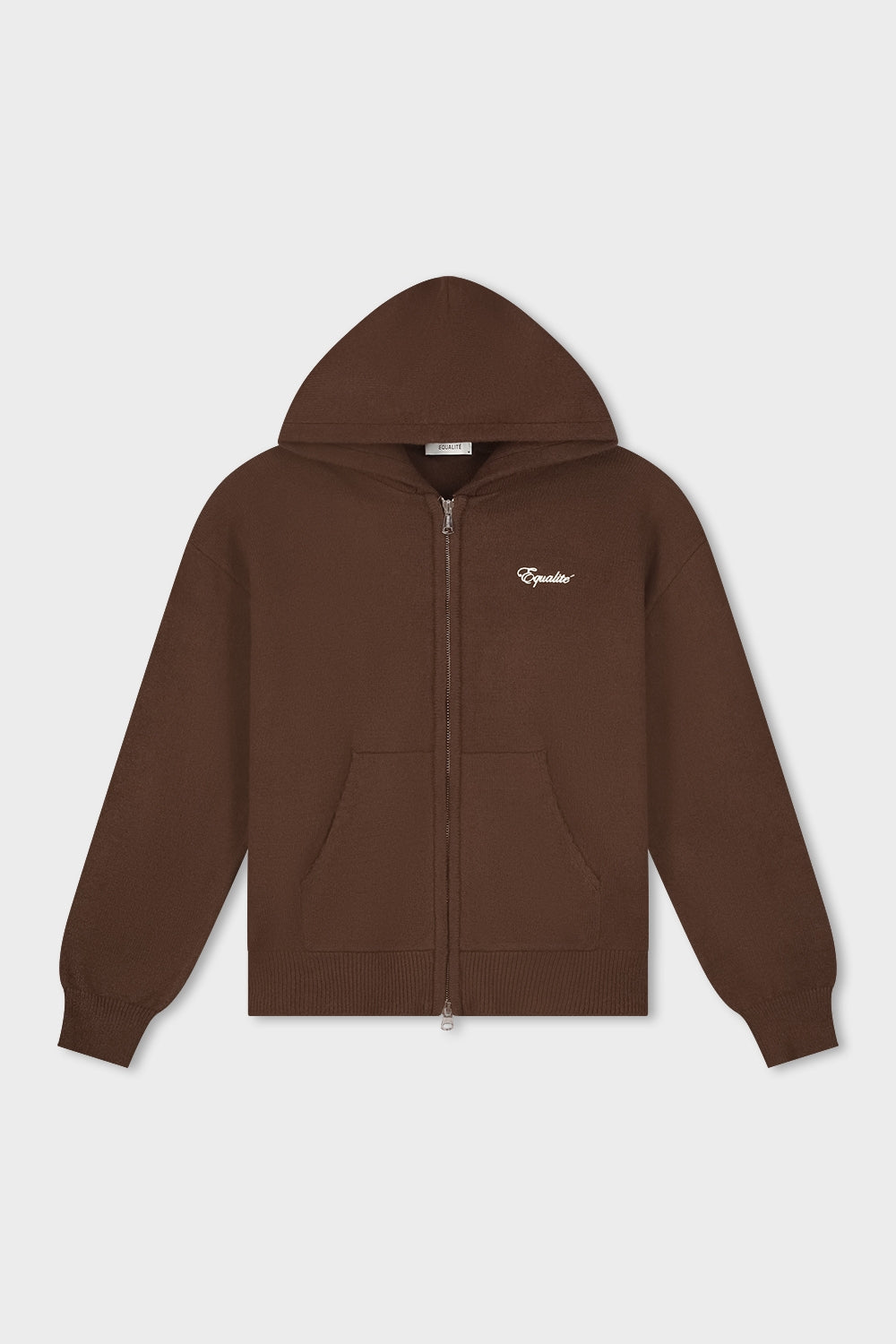FLUFFY KNIT FULL ZIP HOODIE | BROWN - Equalité
