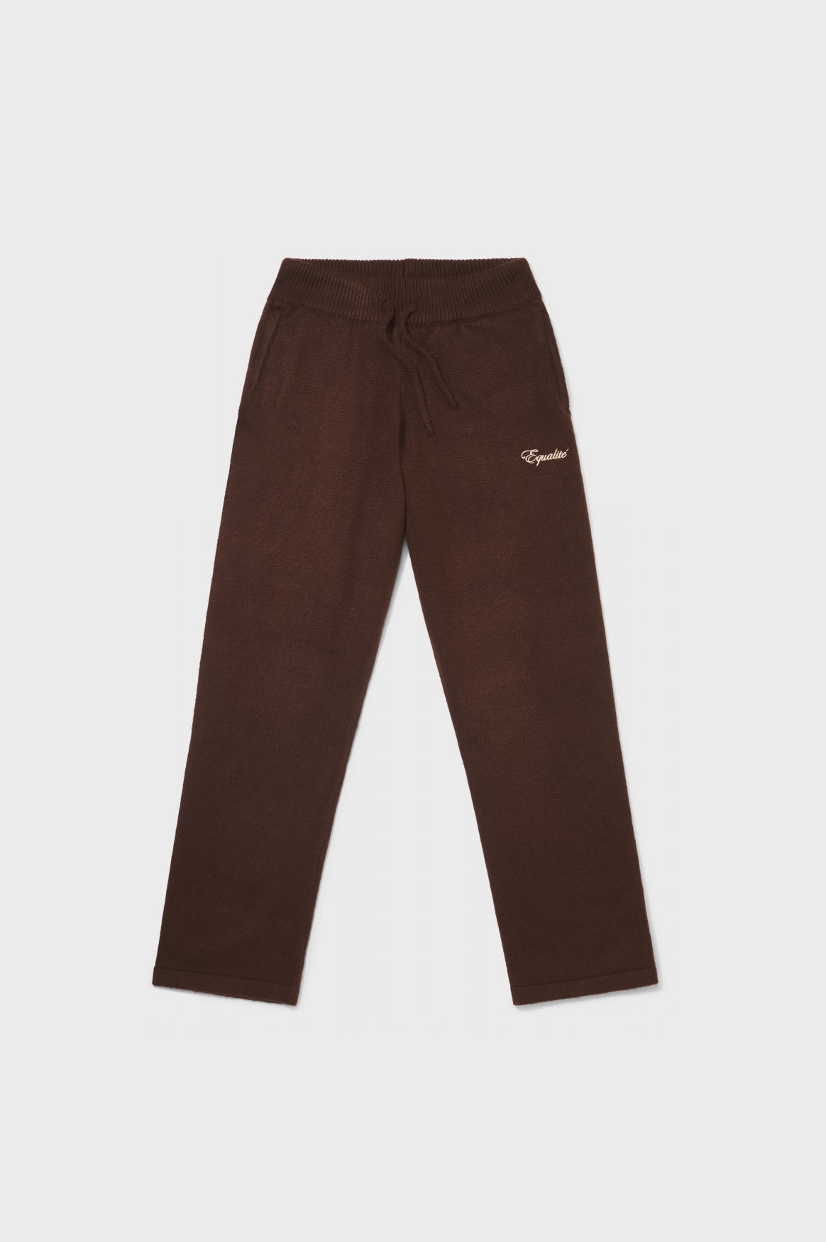 FLUFFY KNIT STRAIGHT FIT PANTS | BROWN